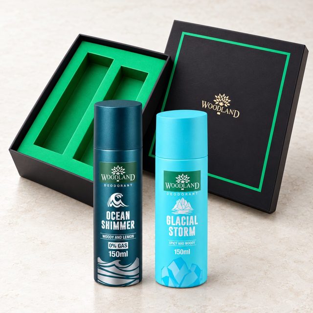 Woodland Double Deodorant Gift Set in Ocean Shimmer & Glacial Storm, sales team reward