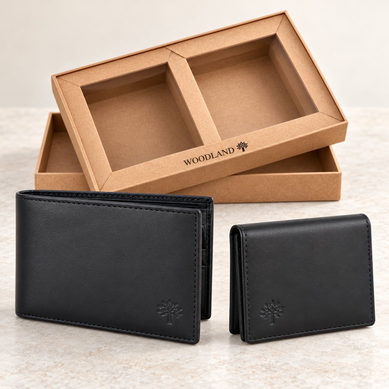 Click to zoom Woodland Men's Wallet & Card Holder Combo Set in Black, bulk order with company logo