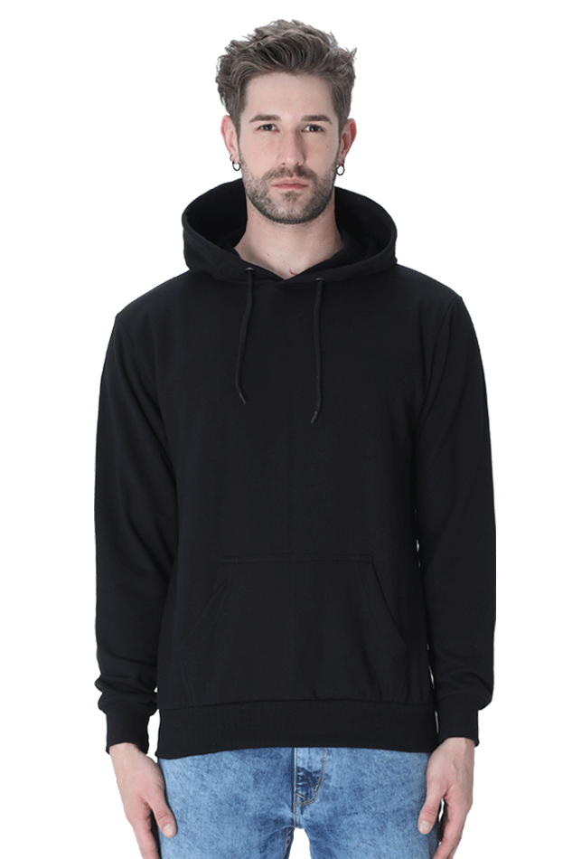 YuBingo Classic Unisex Hooded Sweatshirt – Black, 100% Cotton, Regular Fit, Winter Collection