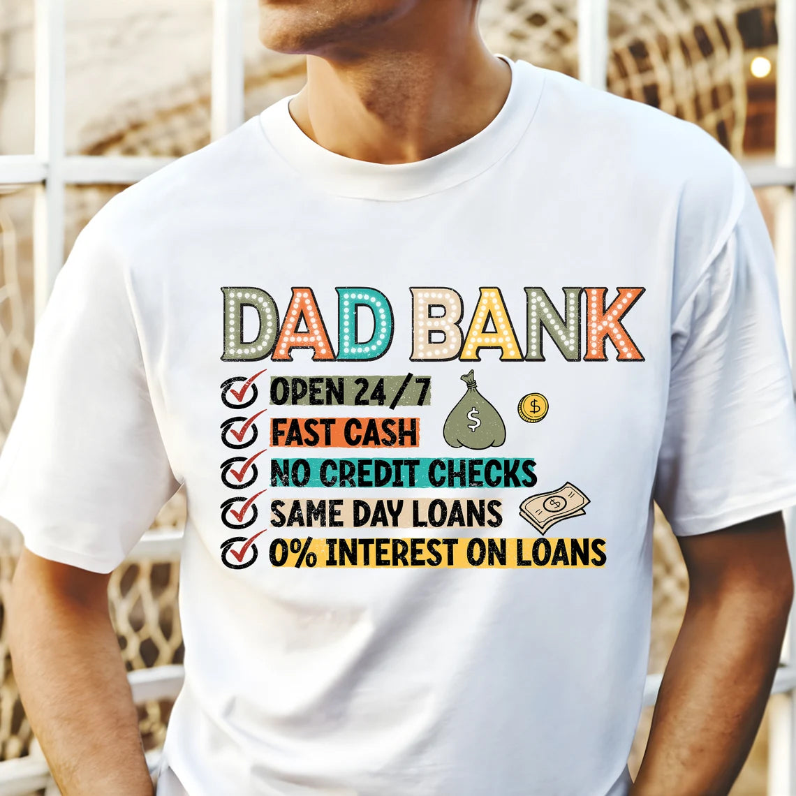 Dad Bank 100% Cotton T-Shirt - Perfect Father&#39;s Day Gift