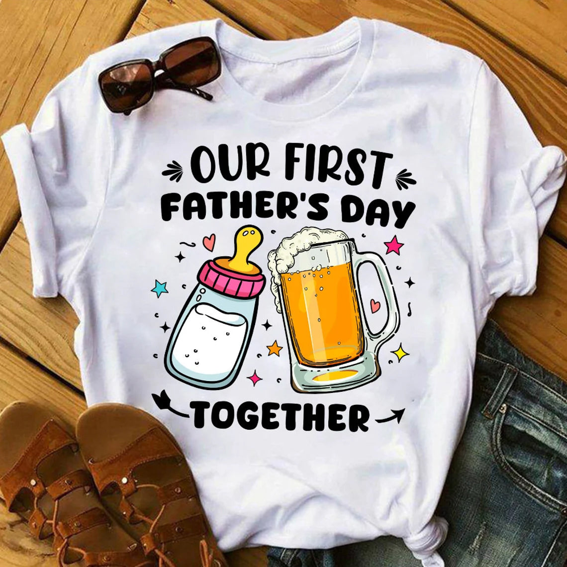 Father and Child Matching 100% Cotton T-Shirts - Our First Father's Day Together
