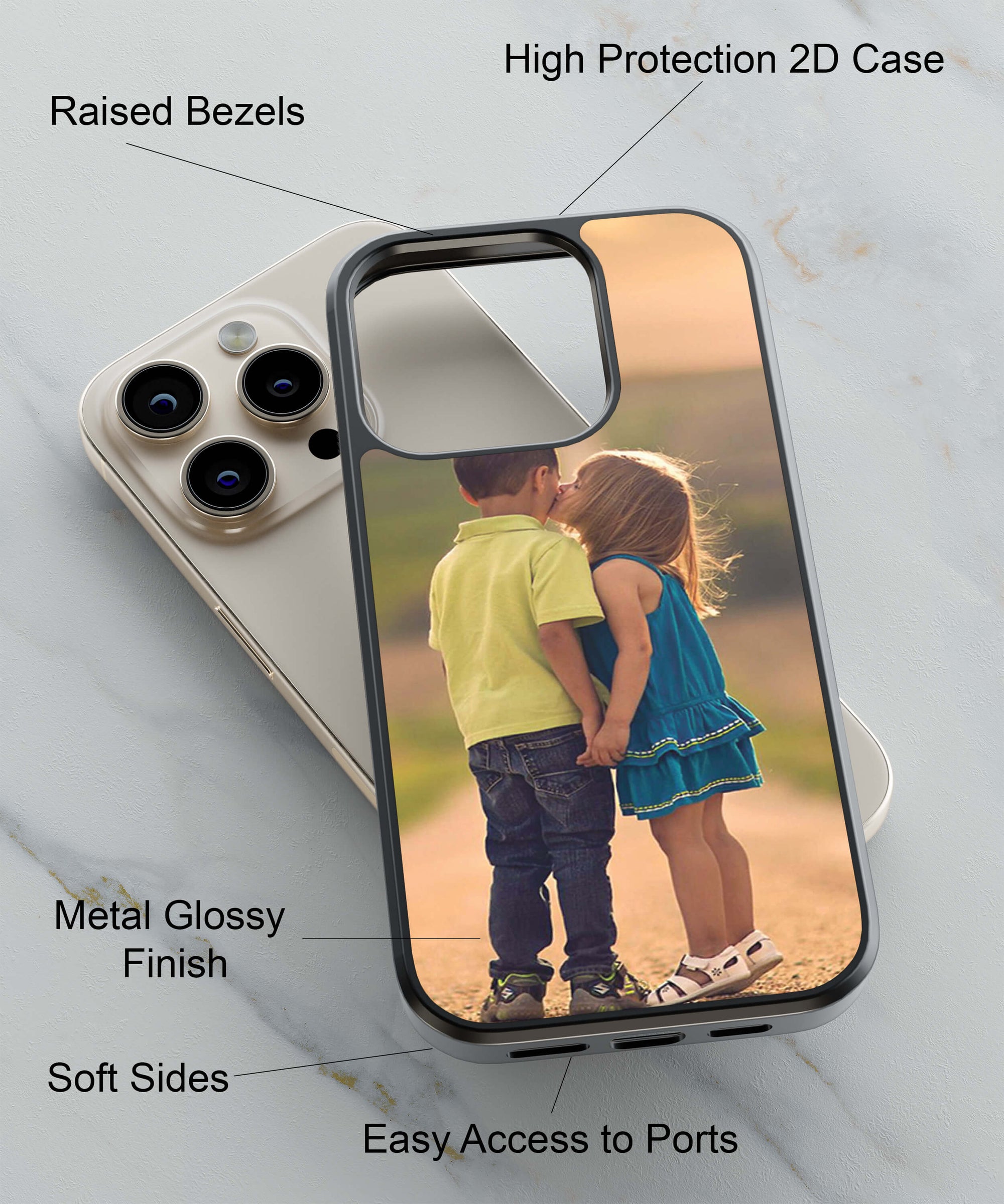 A Small Girl Whispering To  A Boy Back Cover for 2D Hybrid TPU And Metal CaseBT0155Hybrid Metal TPU