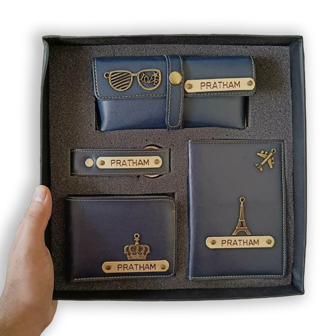 4 Piece Faux Series Combo (Wallet, Eyewear Case, Passport Holder, Keychain)