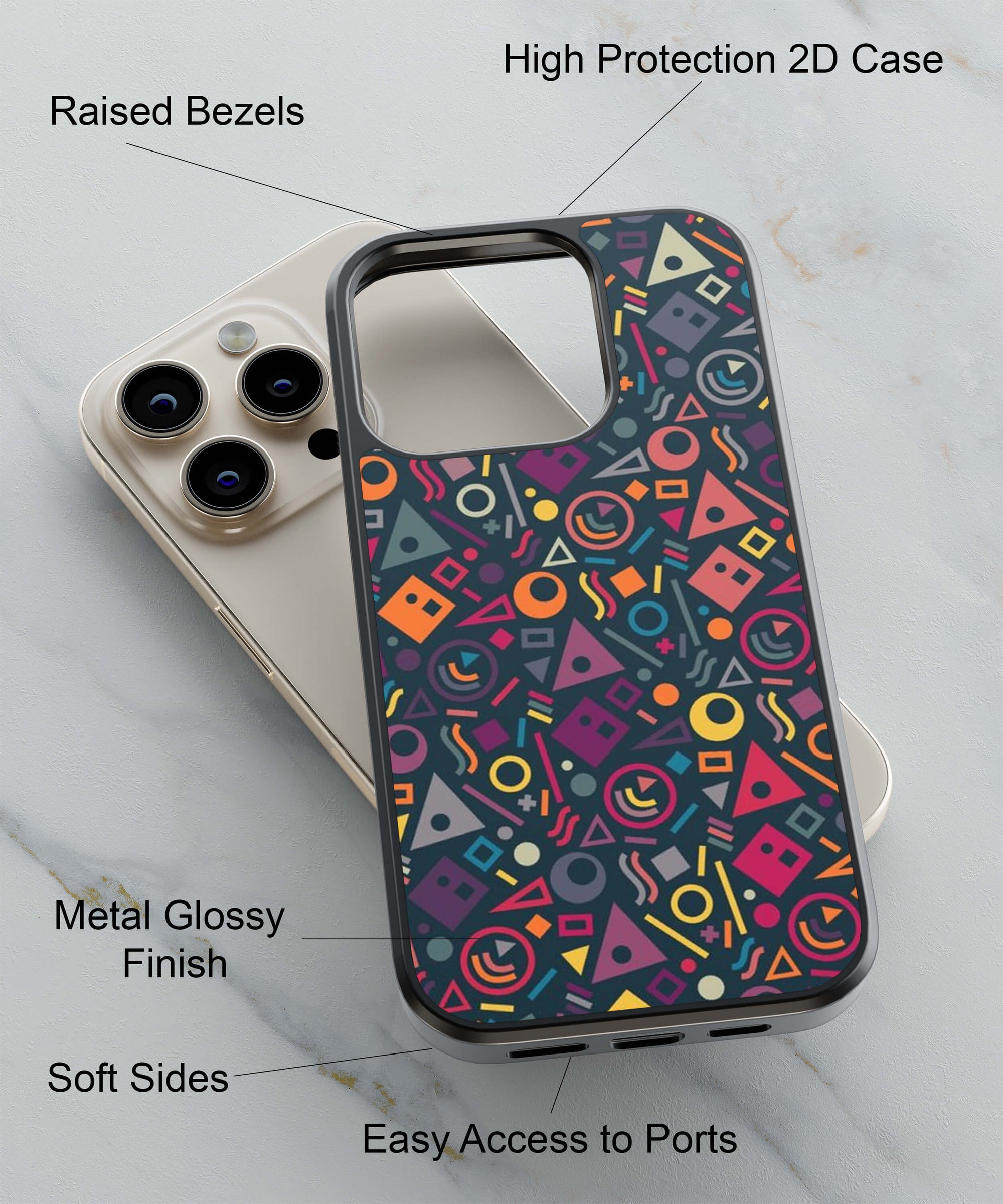 Abstract Pattern Back Cover for 2D Hybrid TPU And Metal CasePS1304Hybrid Metal TPU