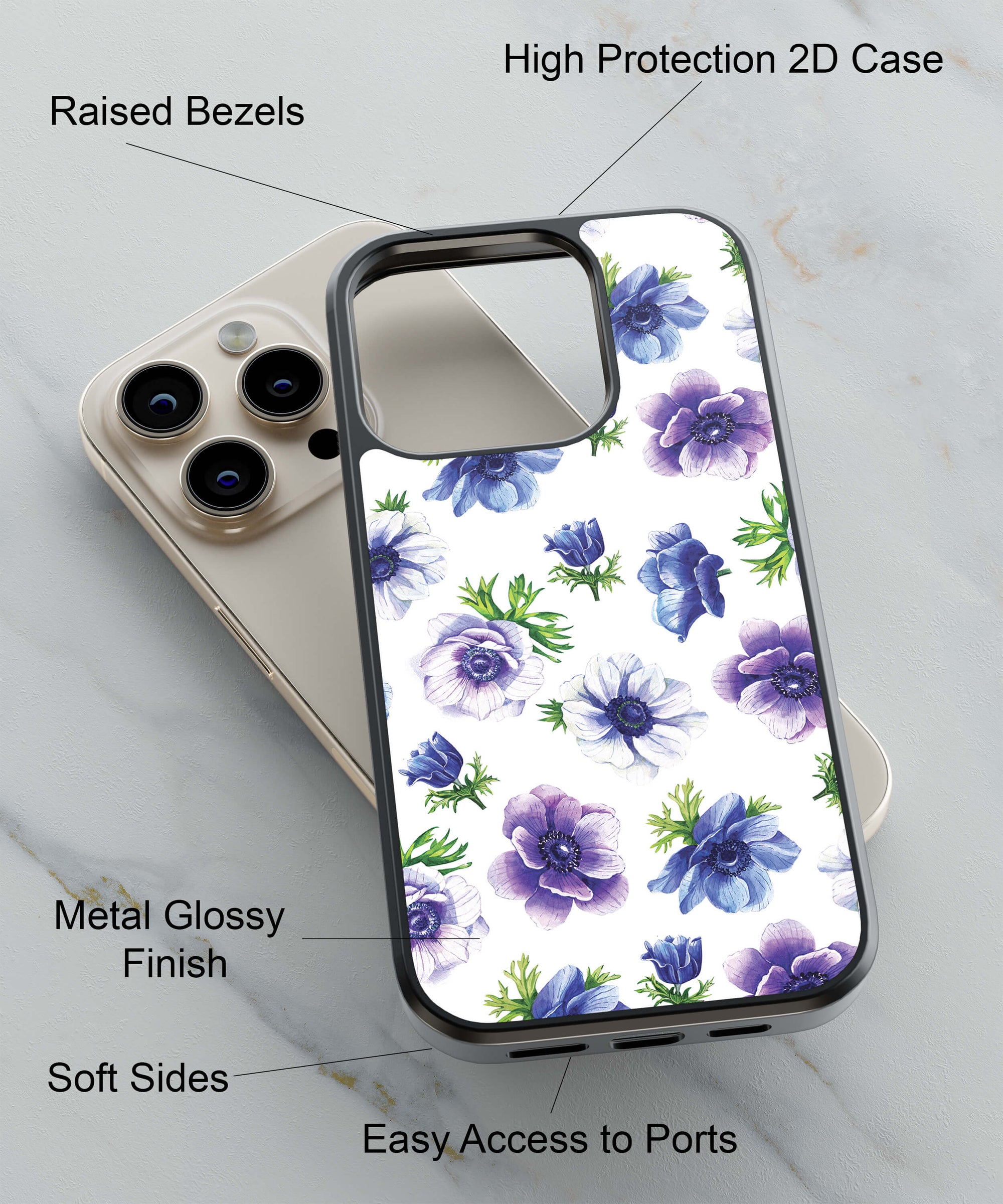 Amazing Flowers Back Cover for 2D Hybrid TPU And Metal CaseIK0042Hybrid Metal TPU