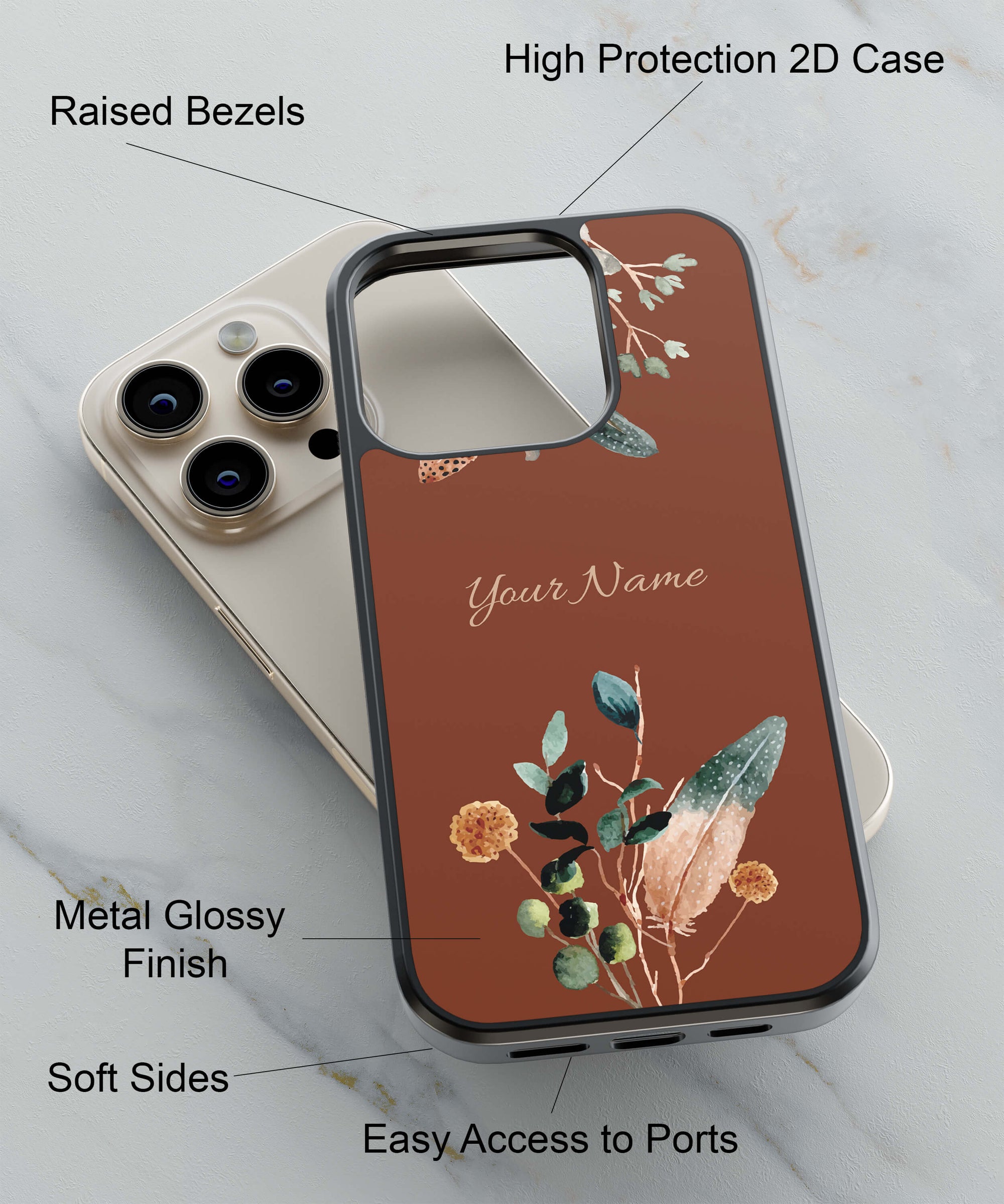 Amazing Plants with Name Back Cover for 2D Hybrid TPU And Metal CaseIK5011Hybrid Metal TPU