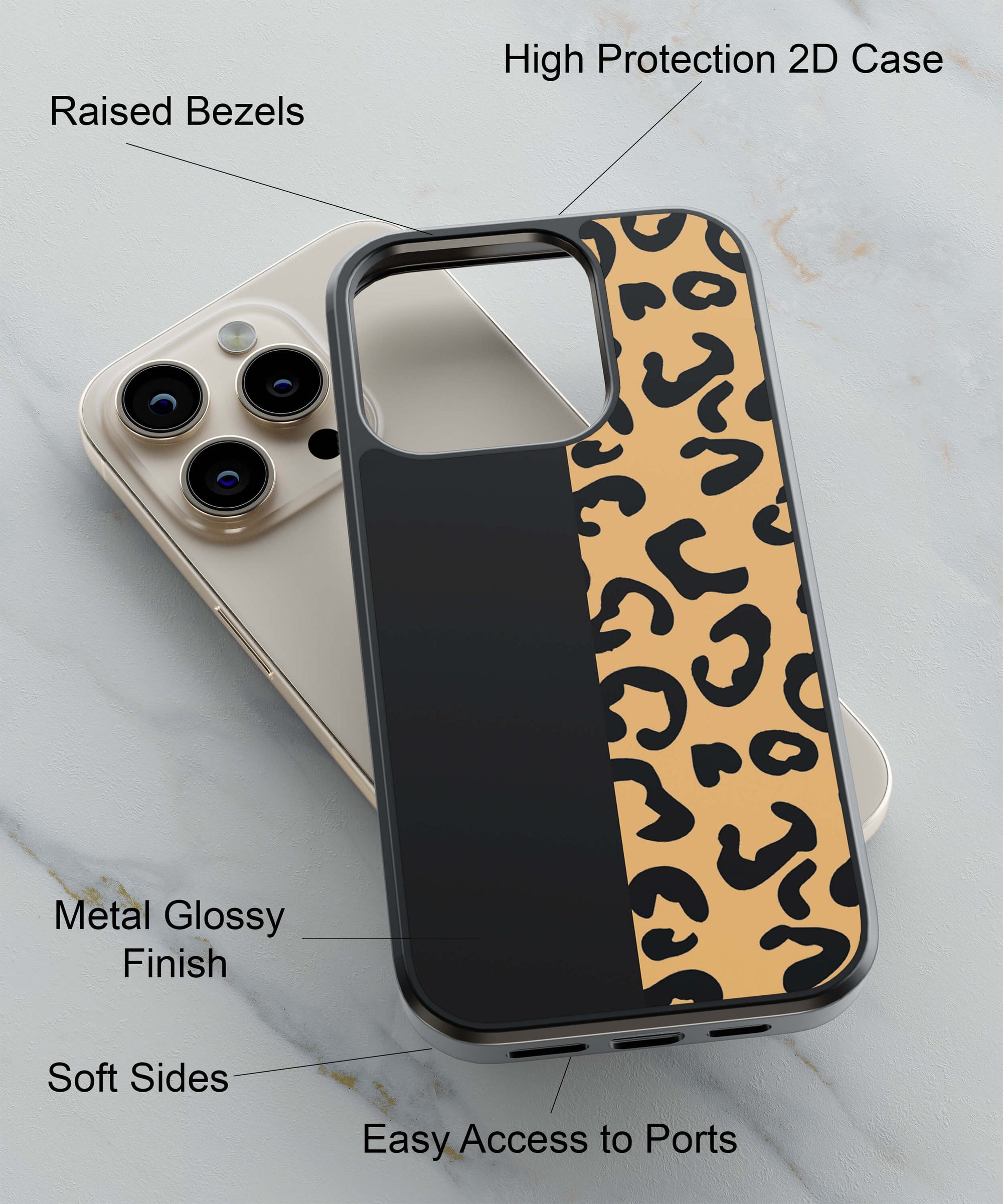 Animal Black Pattern Back Cover for 2D Hybrid TPU And Metal CasePS1315Hybrid Metal TPU