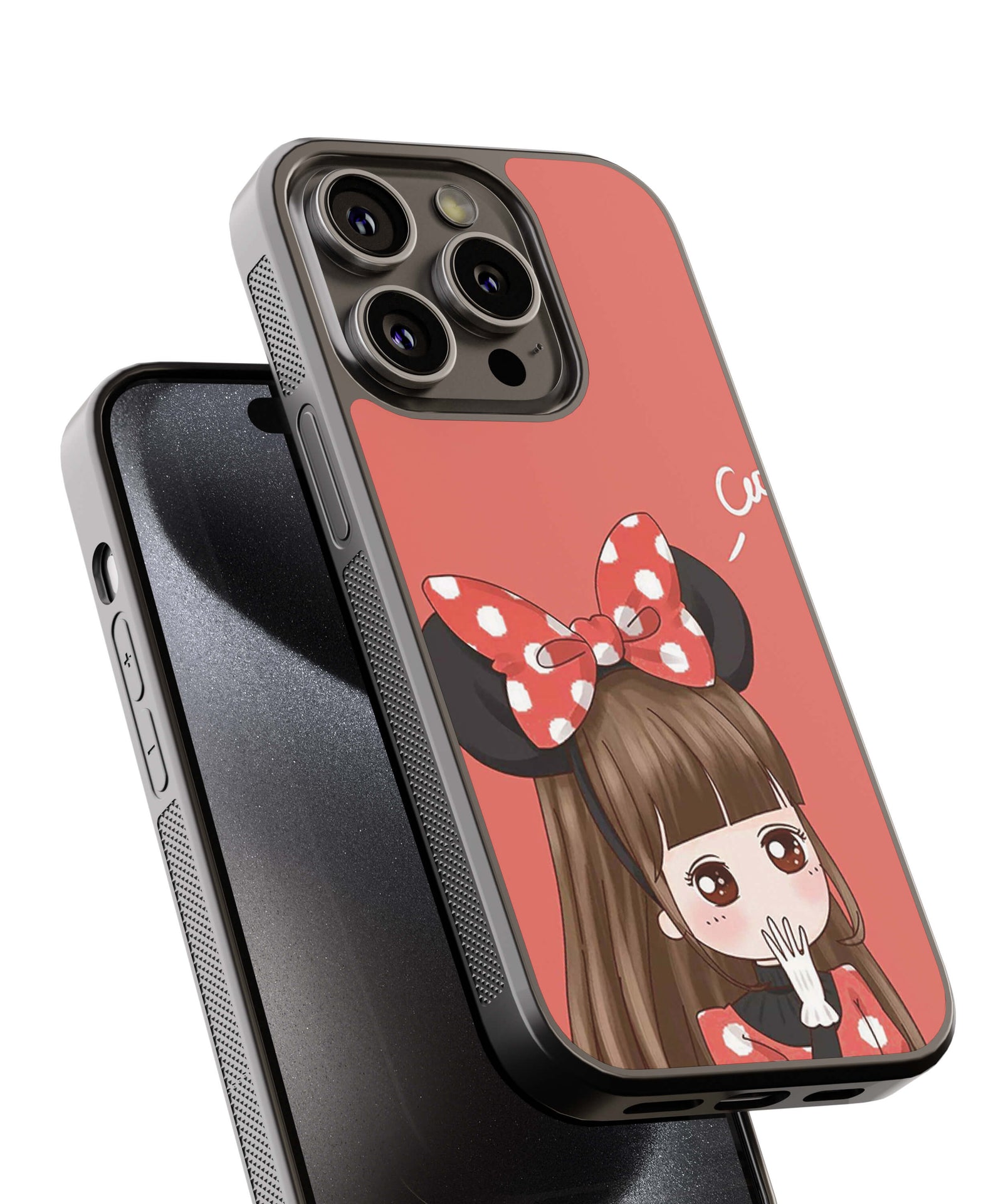 Animated Girl With A Red And White Polka Dot Outfit Back Cover for 2D Hybrid TPU And Metal CaseBT0057Hybrid Metal TPU