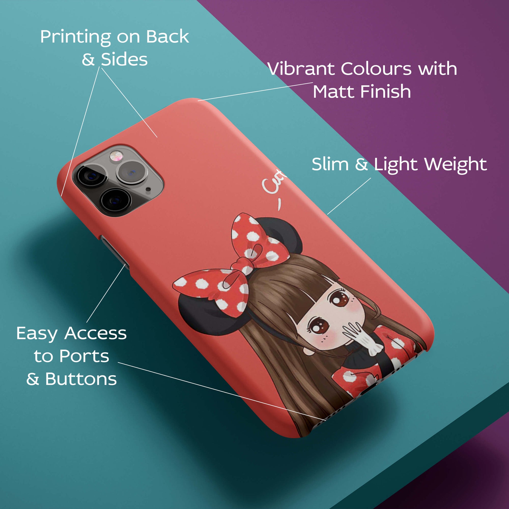 Animated Girl With A Red And White Polka Dot Outfit Back Cover for HardPlasticBT0057Hard Plastic