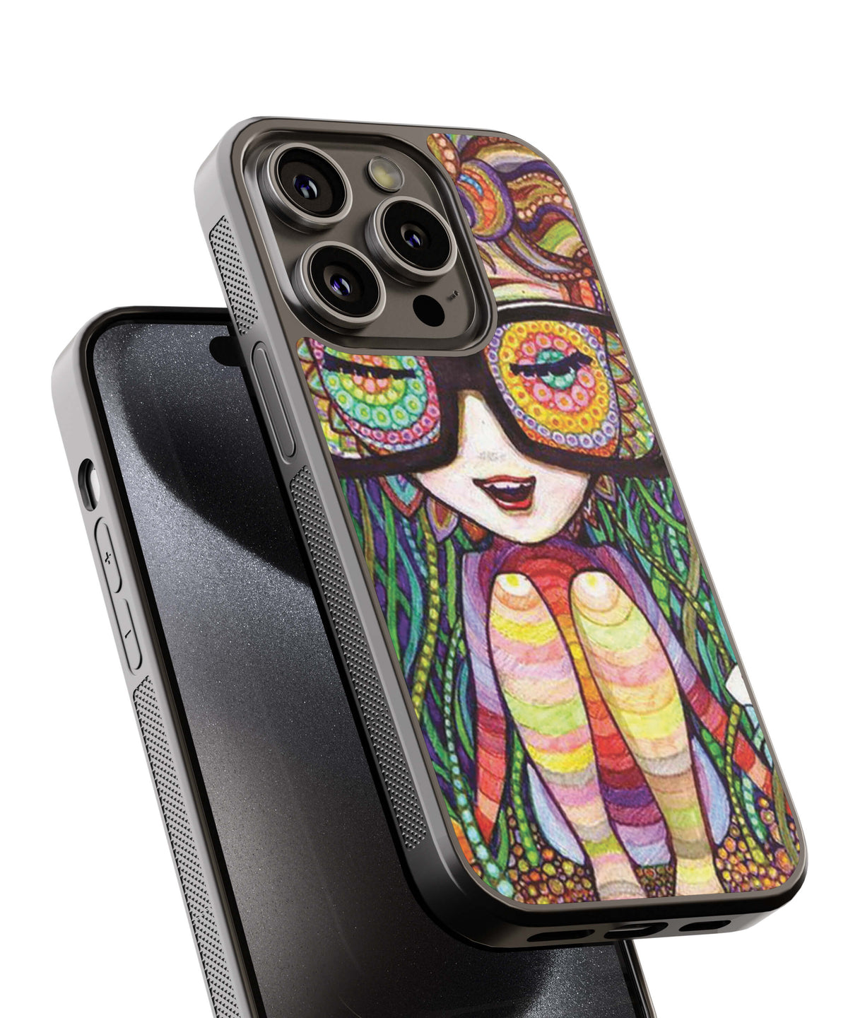 Animated Multicoloured Girl Sitting In A Forest Back Cover for 2D Hybrid TPU And Metal CaseBT0058Hybrid Metal TPU