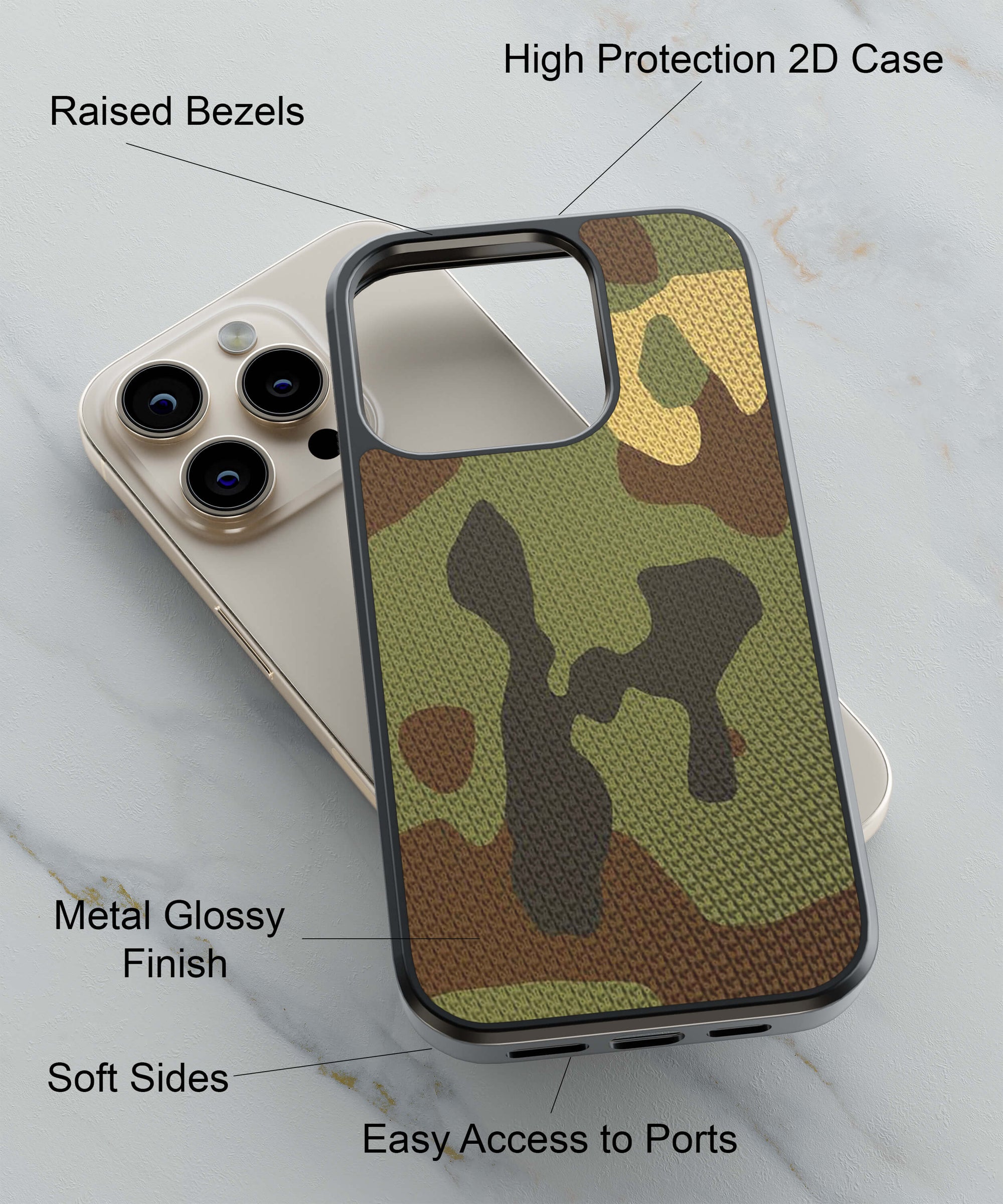 Army Camouflage Back Cover for 2D Hybrid TPU And Metal CaseD2111Hybrid Metal TPU