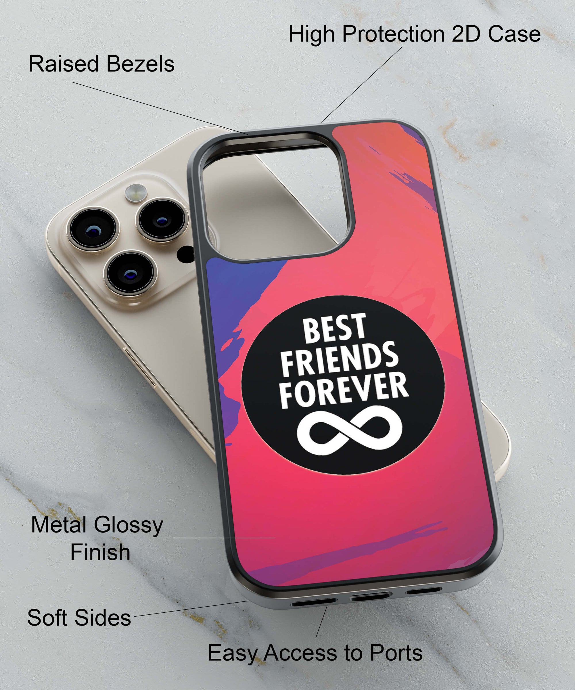 Best Friends Forever Back Cover for 2D Hybrid TPU And Metal CaseU0025Hybrid Metal TPU