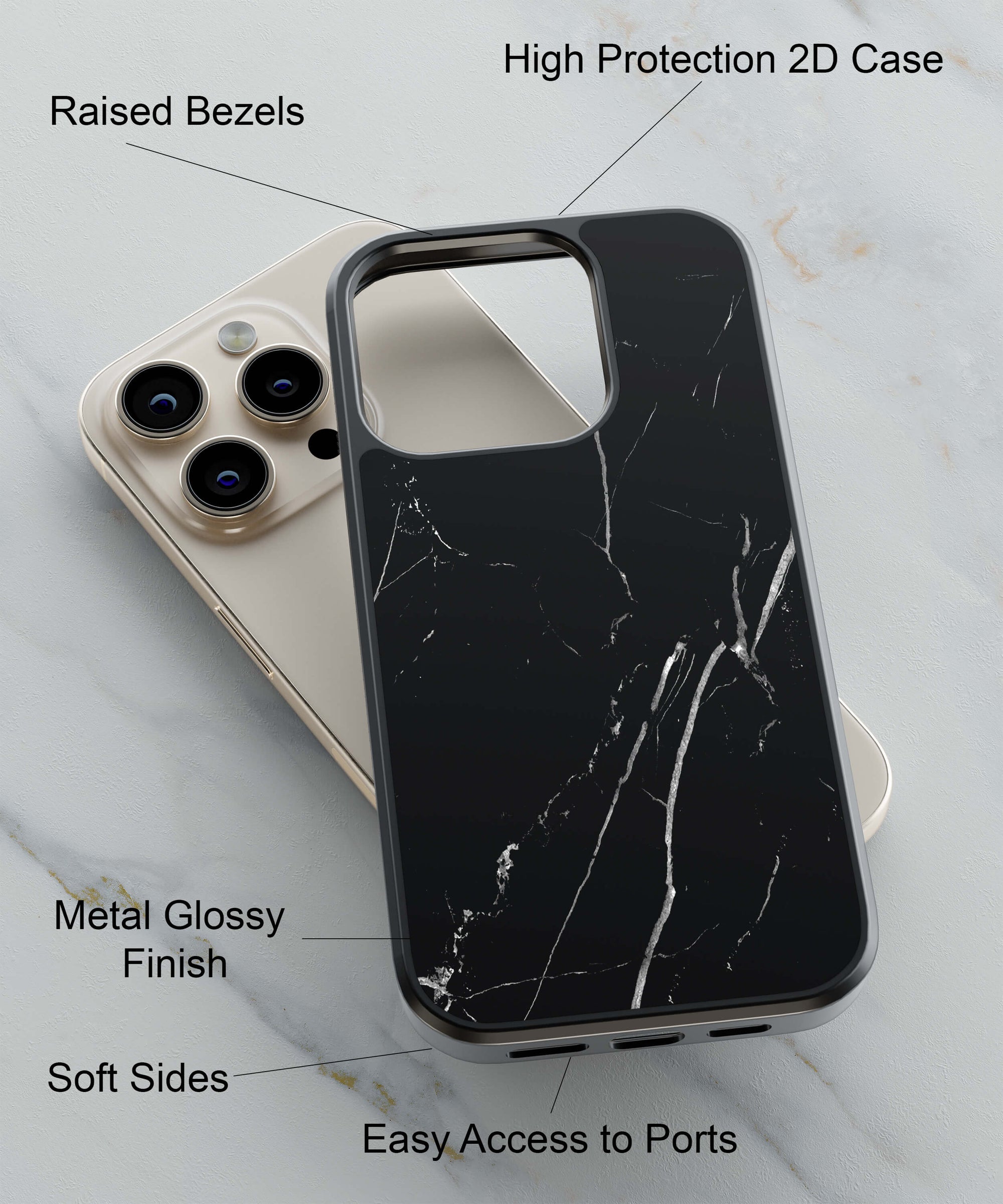 Black Granite Back Cover for 2D Hybrid TPU And Metal CaseAA1005Hybrid Metal TPU