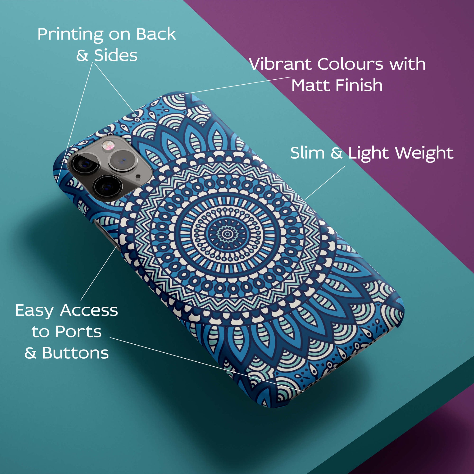 Blue Mandala Design Back Cover for HardPlasticPS1327Hard Plastic