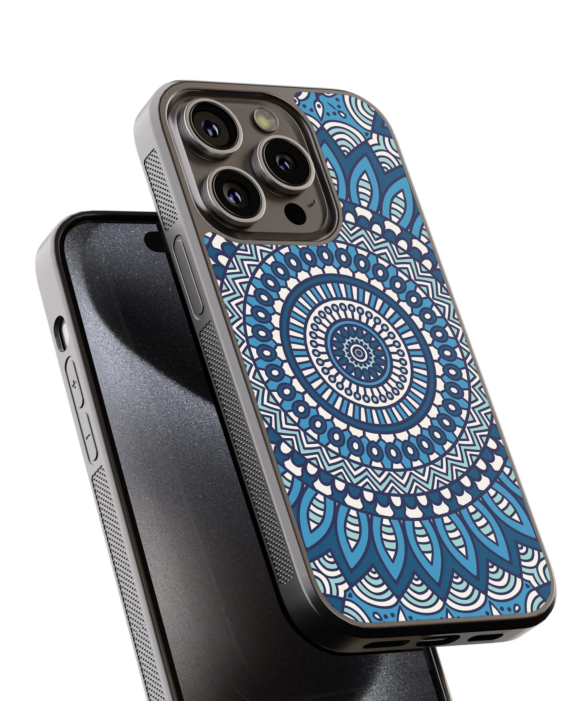 Blue Mandala Design Back Cover for 2D Hybrid TPU And Metal CasePS1327Hybrid Metal TPU