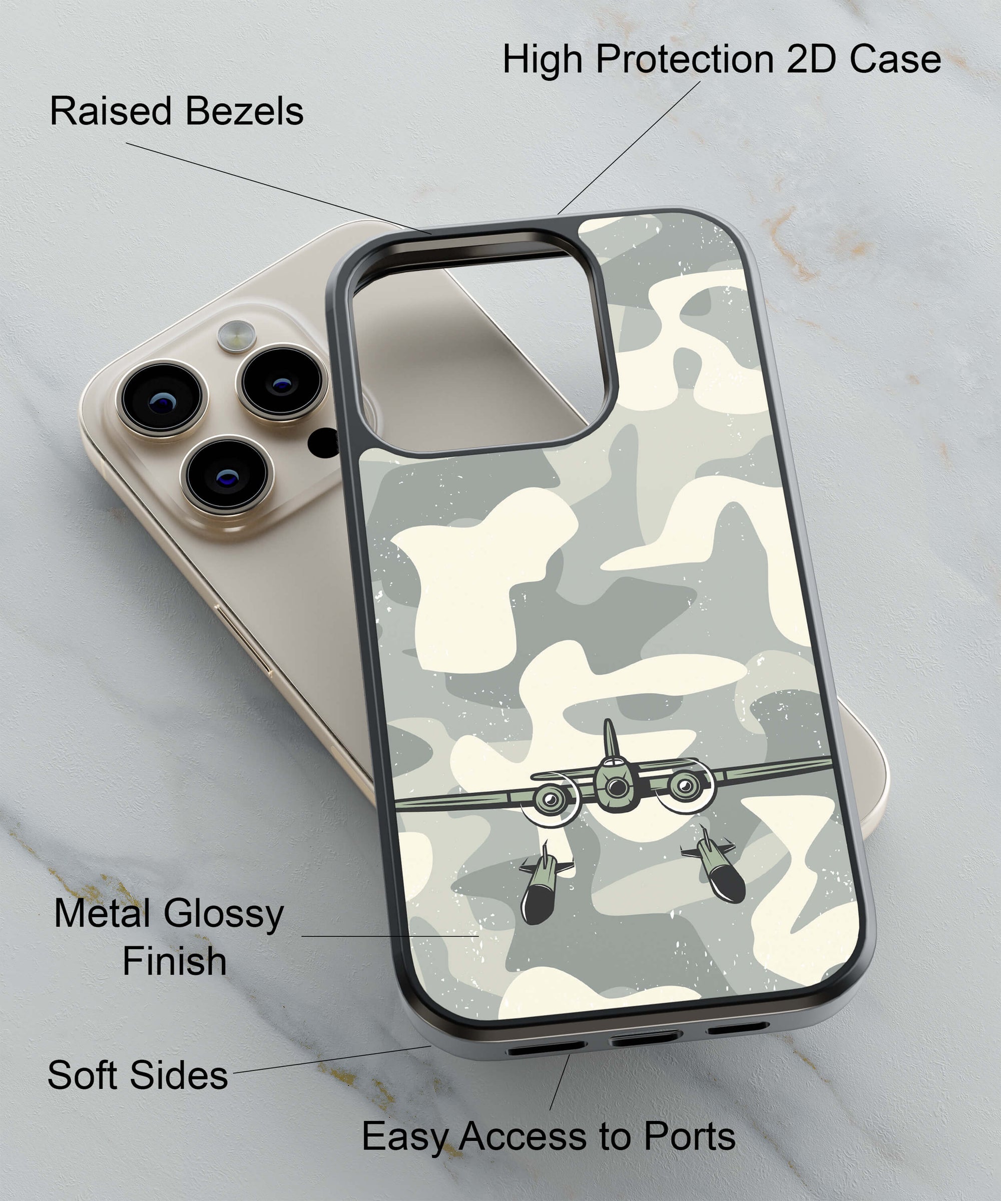 Camouflage Air Back Cover for 2D Hybrid TPU And Metal CaseGF0108Hybrid Metal TPU