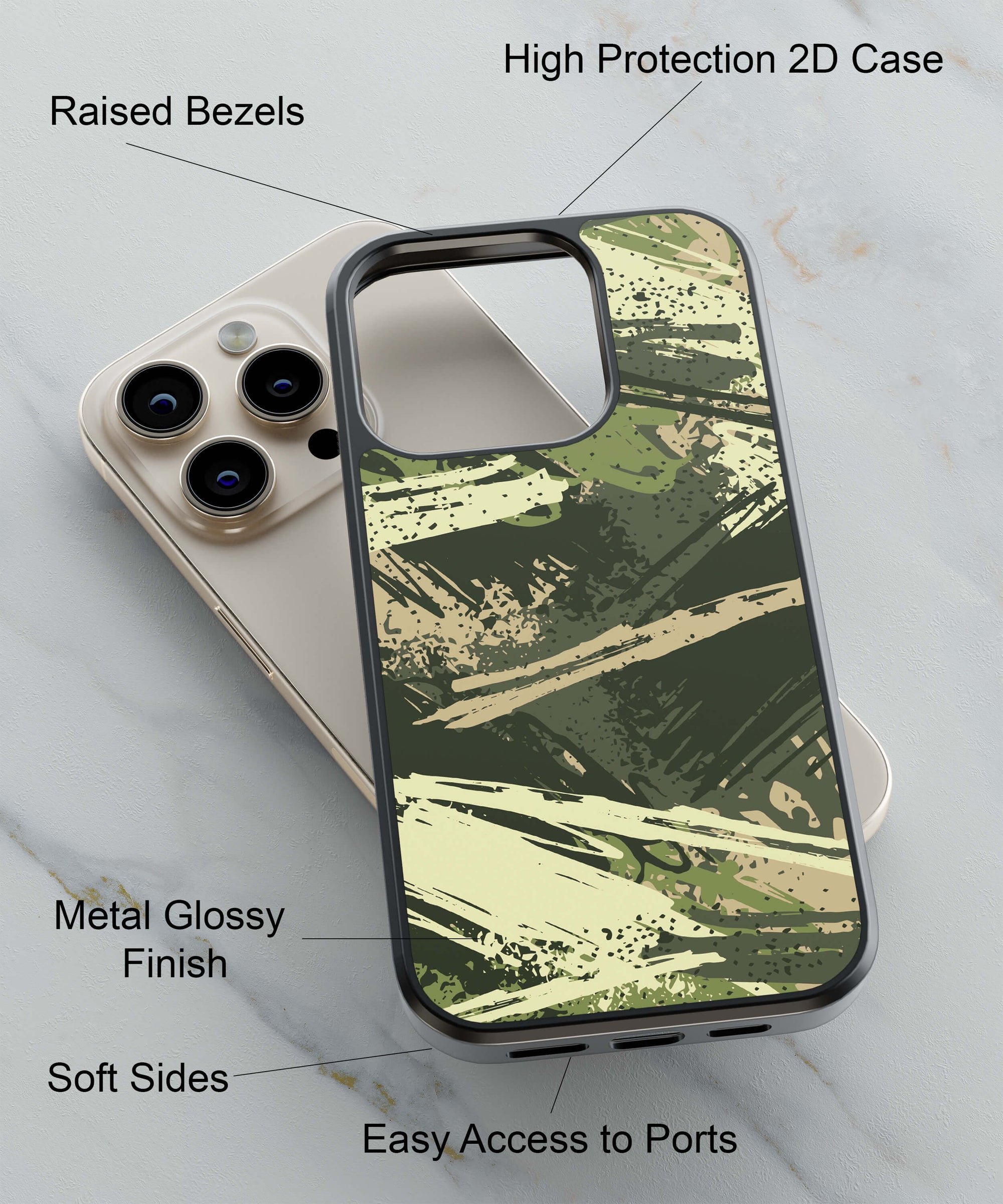 Camouflage American Back Cover for 2D Hybrid TPU And Metal CaseGF0107Hybrid Metal TPU