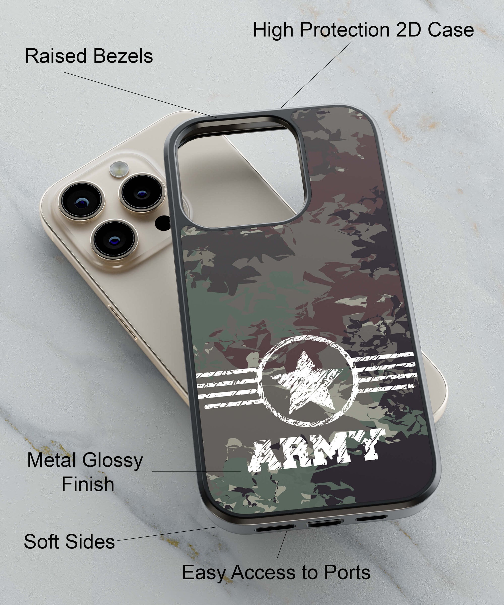 Camouflage Army Back Cover for 2D Hybrid TPU And Metal CaseGF0110Hybrid Metal TPU