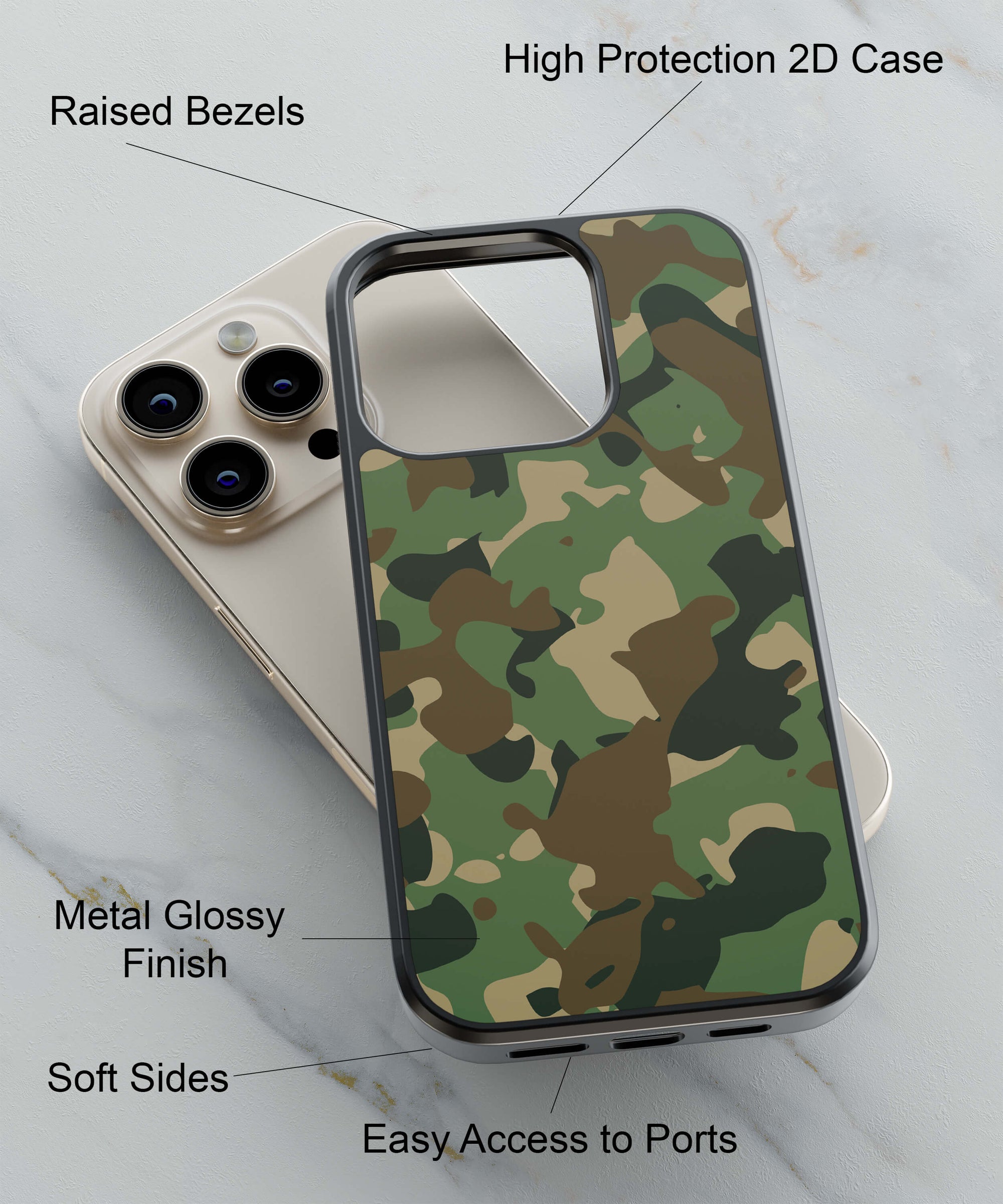 Camouflage Green Back Cover for 2D Hybrid TPU And Metal CaseGF0105Hybrid Metal TPU