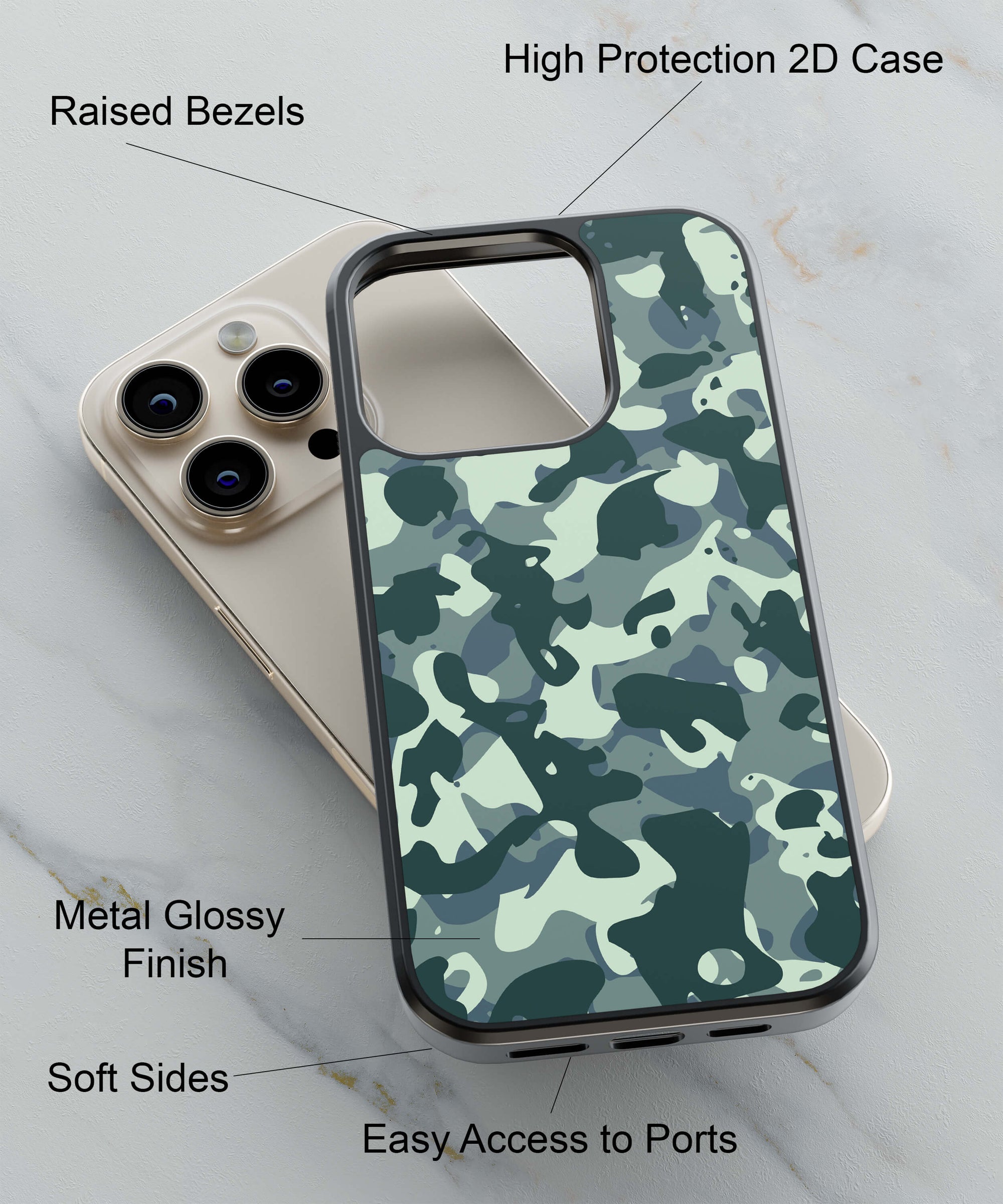 Camouflage Mordern Back Cover for 2D Hybrid TPU And Metal CaseGF0109Hybrid Metal TPU