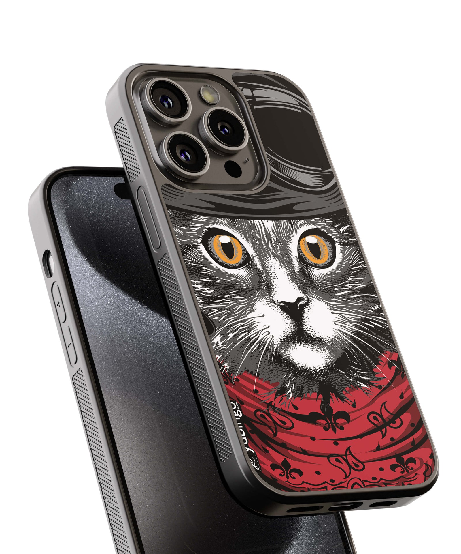 Cat Punk Back Cover for 2D Hybrid TPU And Metal CaseA0028Hybrid Metal TPU