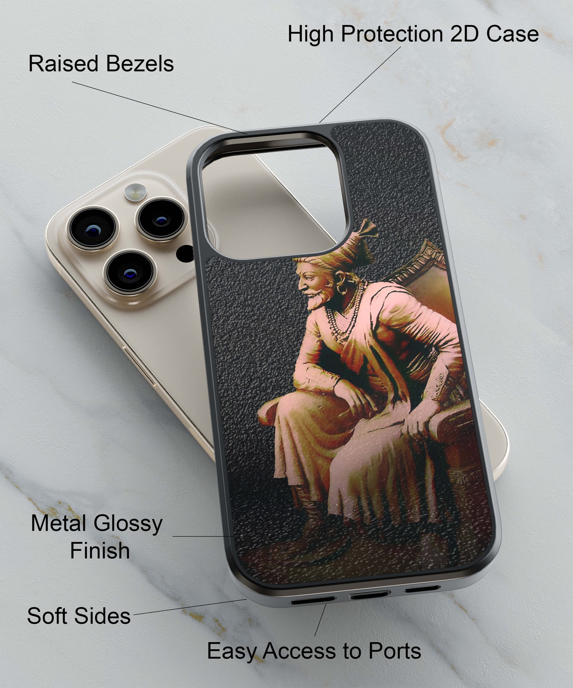 Chatrapati Shivaji On His Throne Back Cover for 2D Hybrid TPU And Metal CaseD1601Hybrid Metal TPU