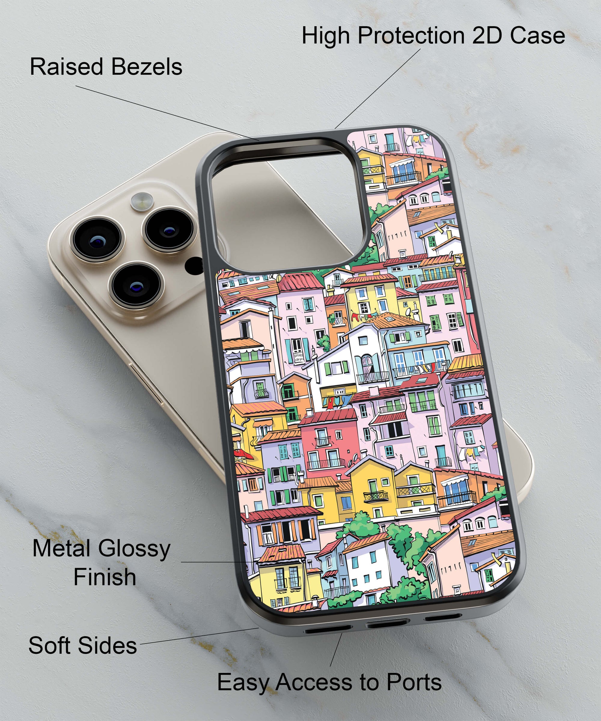 City Collage Back Cover for 2D Hybrid TPU And Metal CaseGF0020Hybrid Metal TPU