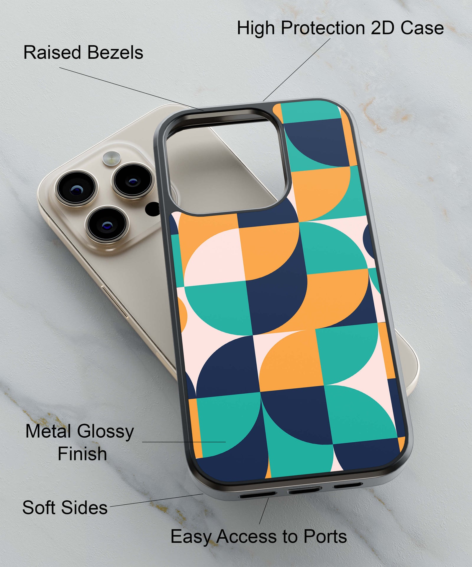 Classy and Cool Pattern Back Cover for 2D Hybrid TPU And Metal CaseIK0019Hybrid Metal TPU-Image 2