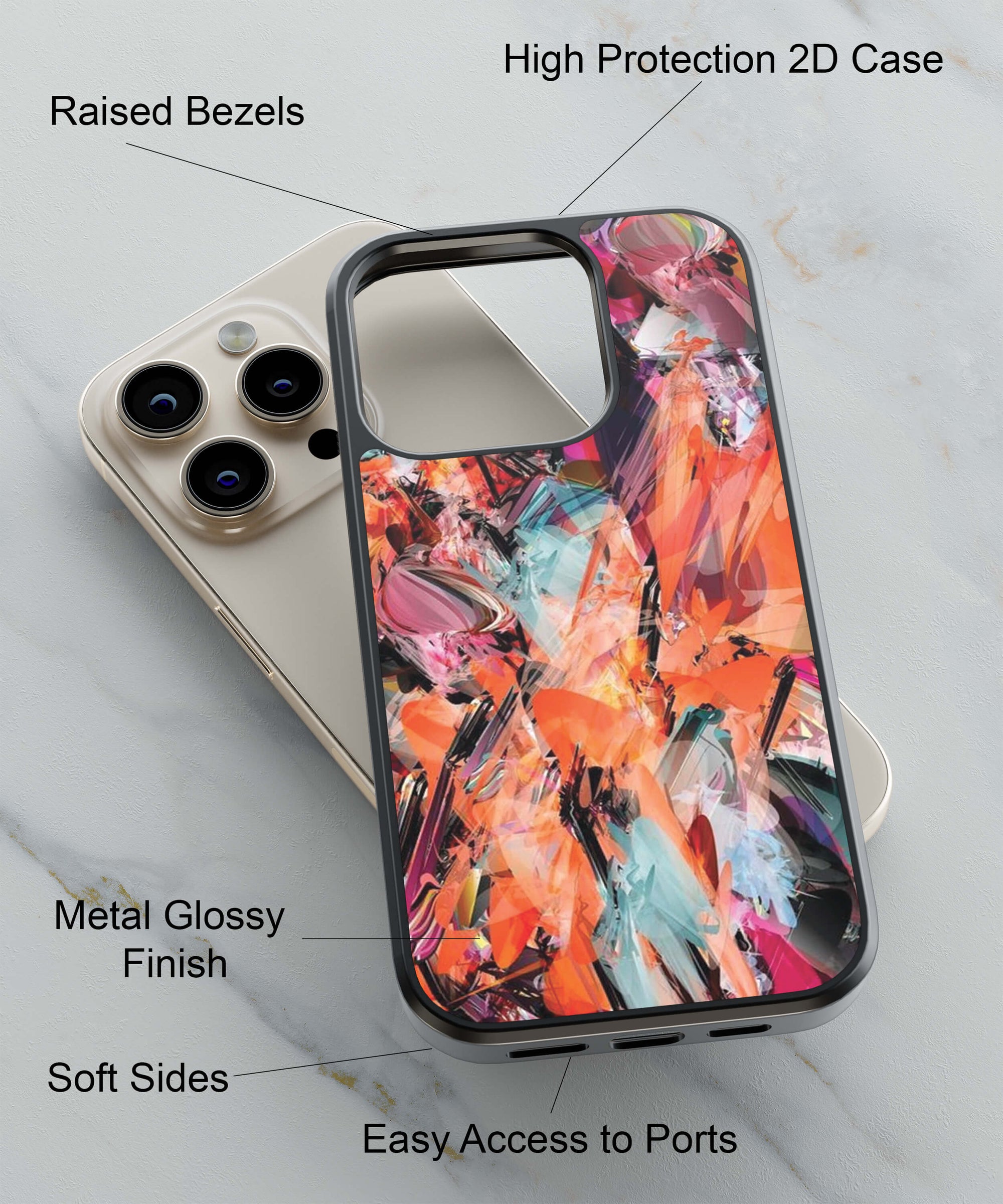 Classy Modern Art Back Cover for 2D Hybrid TPU And Metal CaseIK0051Hybrid Metal TPU