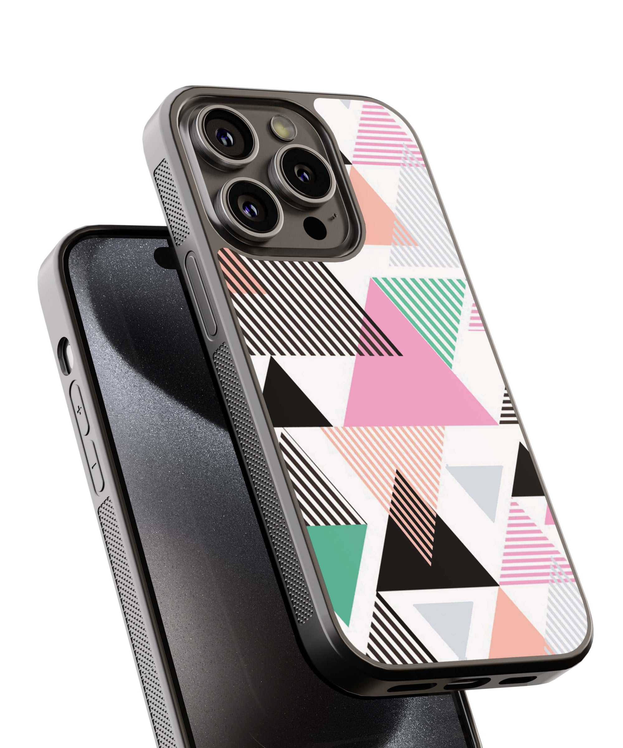 Colourful Triangles Back Cover for 2D Hybrid TPU And Metal CaseAA1017Hybrid Metal TPU