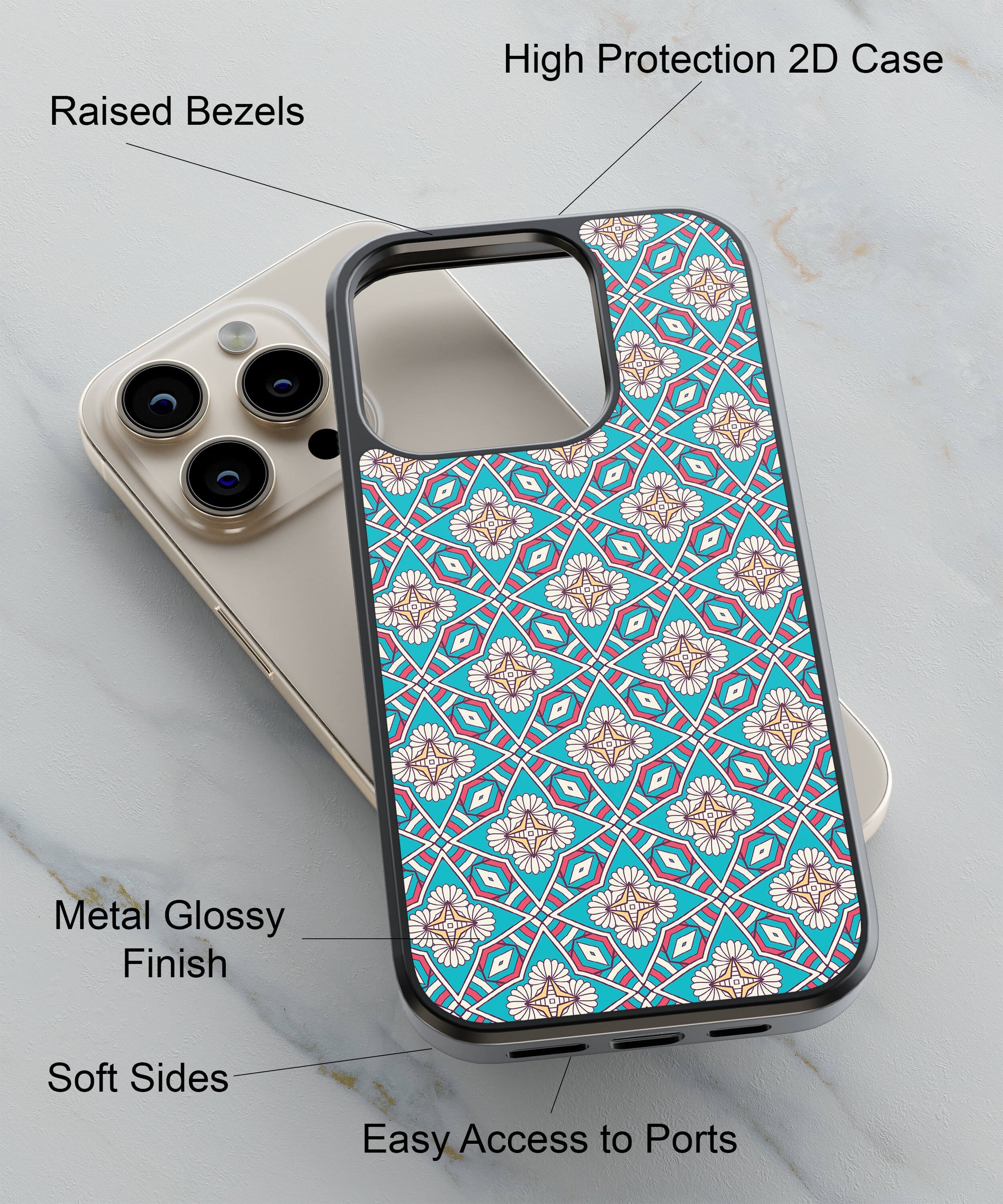 Cool Classic Pattern Back Cover for 2D Hybrid TPU And Metal CaseIK0045Hybrid Metal TPU