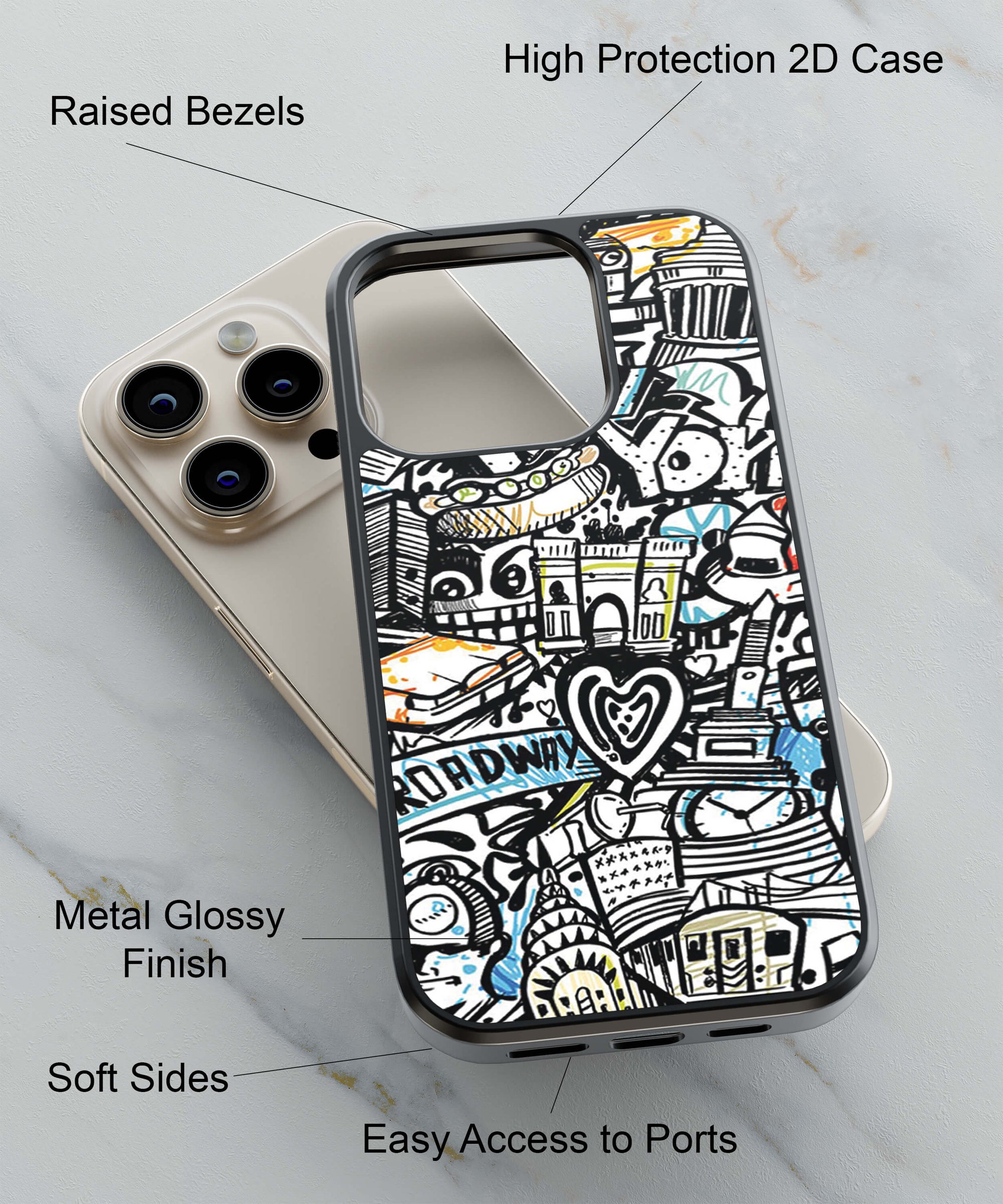 Cool Graffiti Back Cover for 2D Hybrid TPU And Metal CaseD2074Hybrid Metal TPU