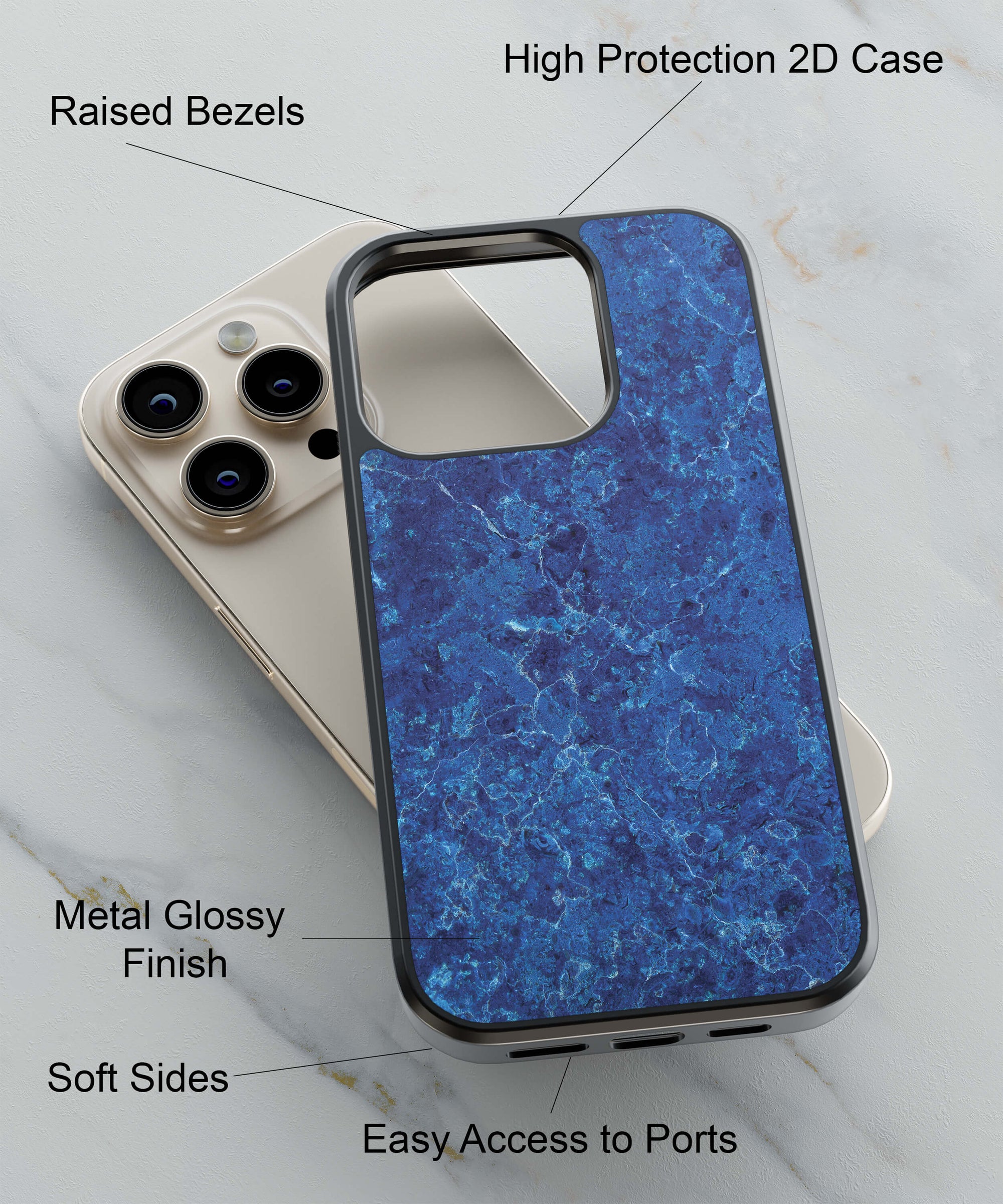 Coolest Blue Pattern Back Cover for 2D Hybrid TPU And Metal CaseIK0030Hybrid Metal TPU