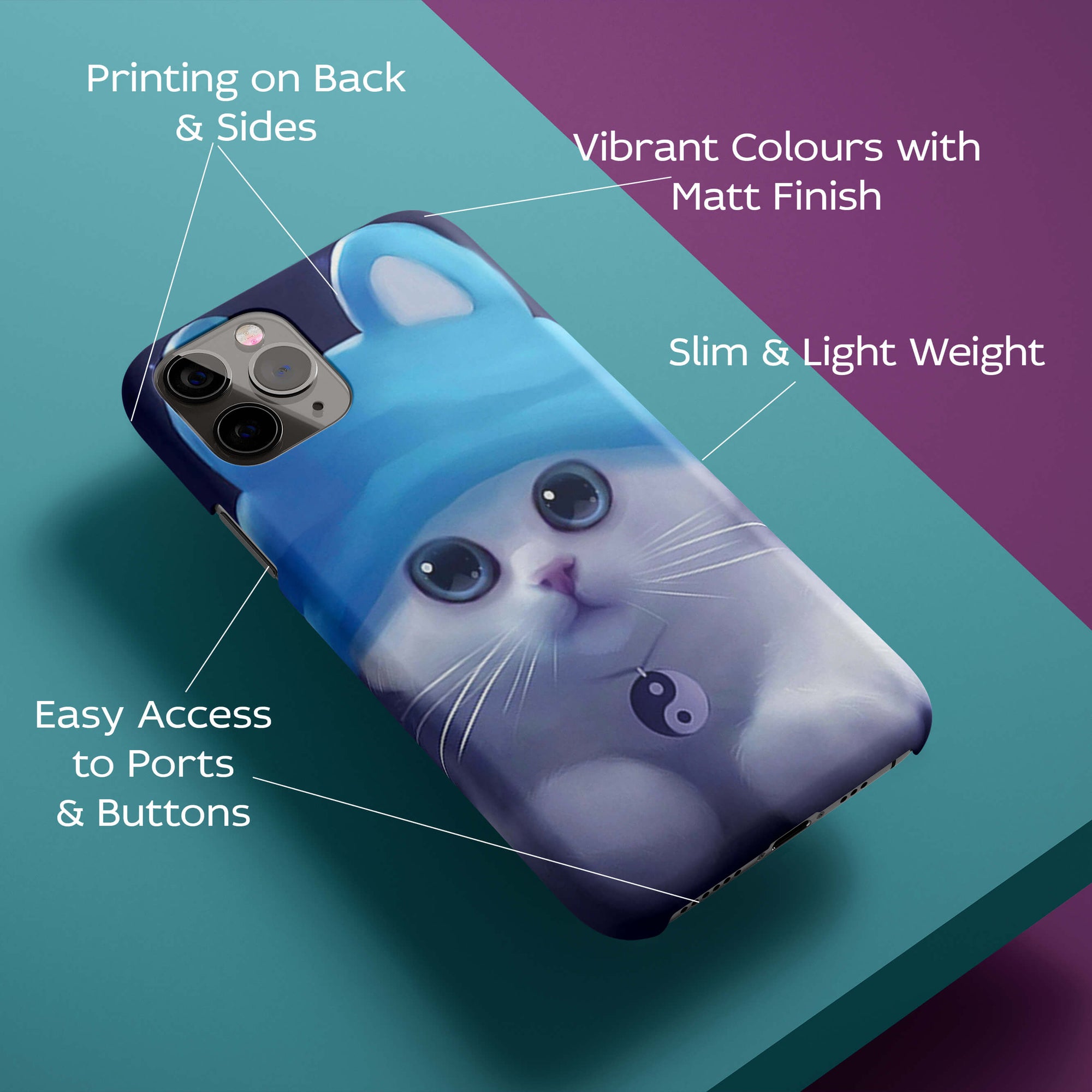 Cute Animated Cat Wearing A Peace Charm Back Cover for HardPlasticBT0039Hard Plastic