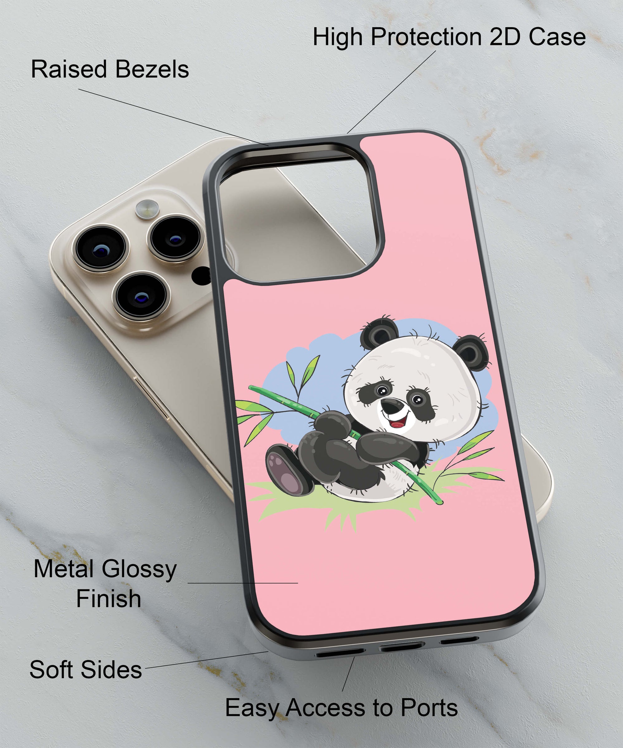 Cute Lovelu Panda Back Cover for 2D Hybrid TPU And Metal CaseA0297Hybrid Metal TPU