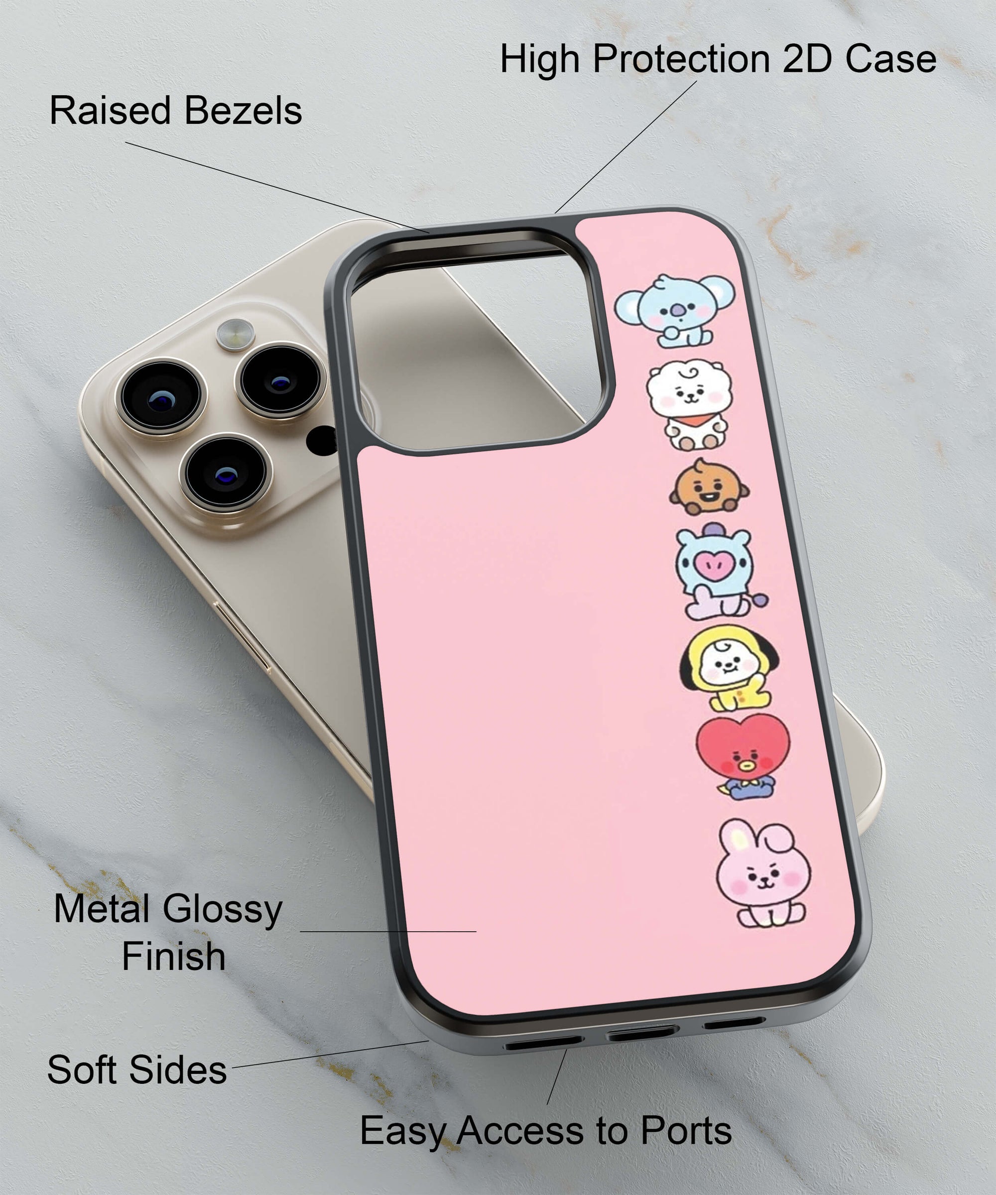 Cute Loving Animals Girly Back Cover for 2D Hybrid TPU And Metal CasePS1321Hybrid Metal TPU