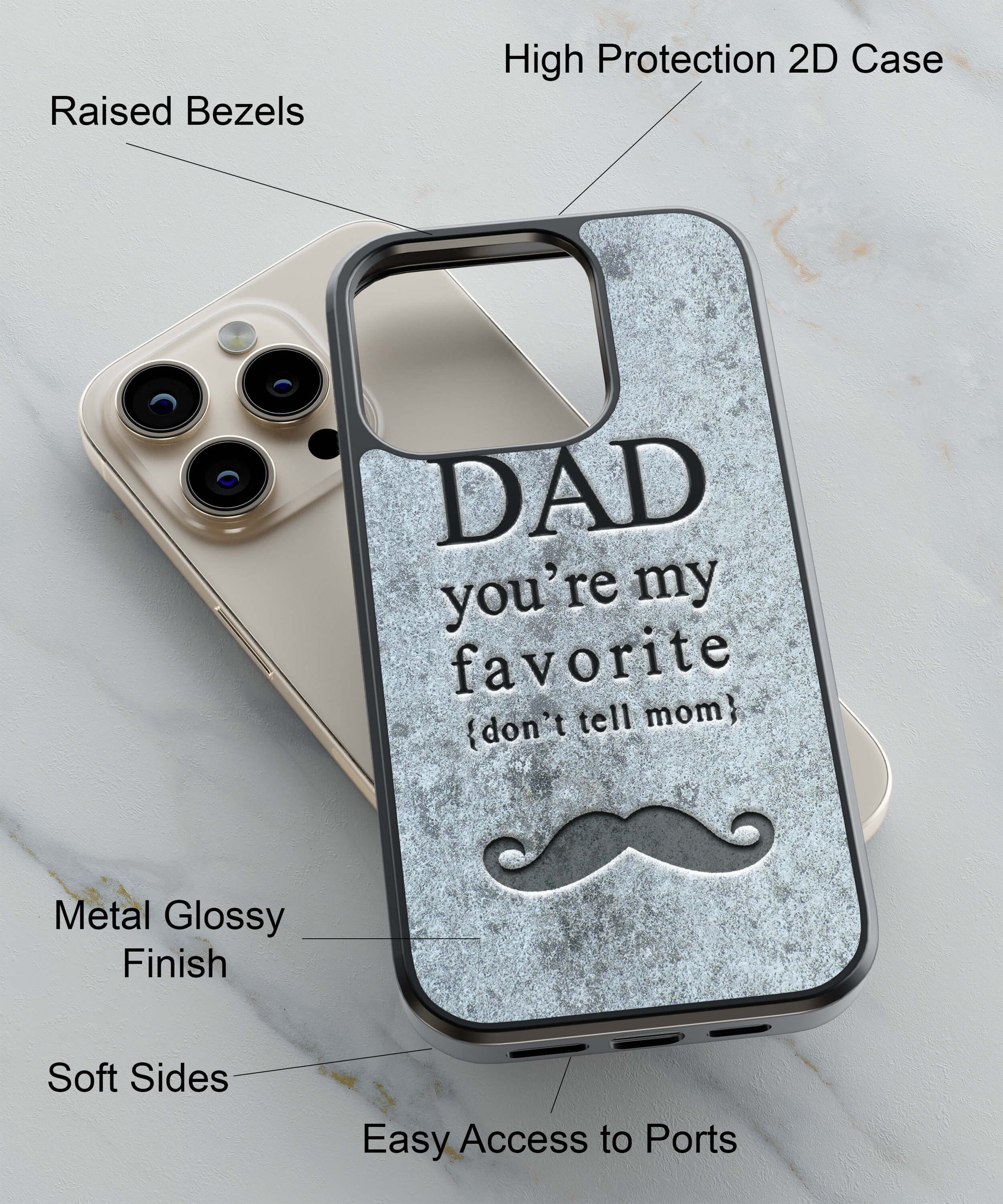 Dad You're my Favourite Back Cover for 2D Hybrid TPU And Metal CaseG0037Hybrid Metal TPU