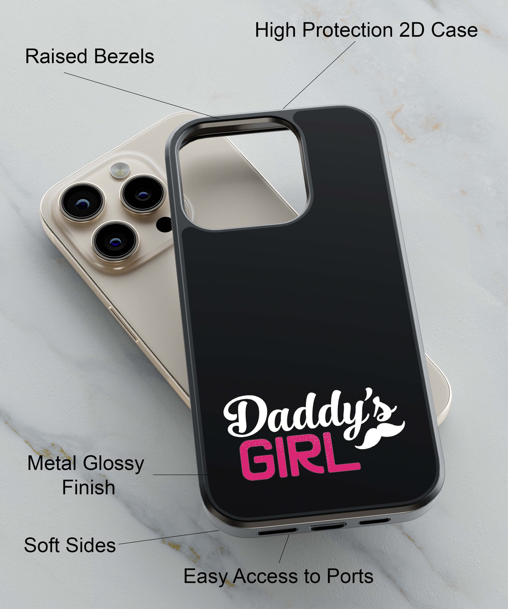 Daddy's Girl Back Cover for 2D Hybrid TPU And Metal CaseU0052Hybrid Metal TPU