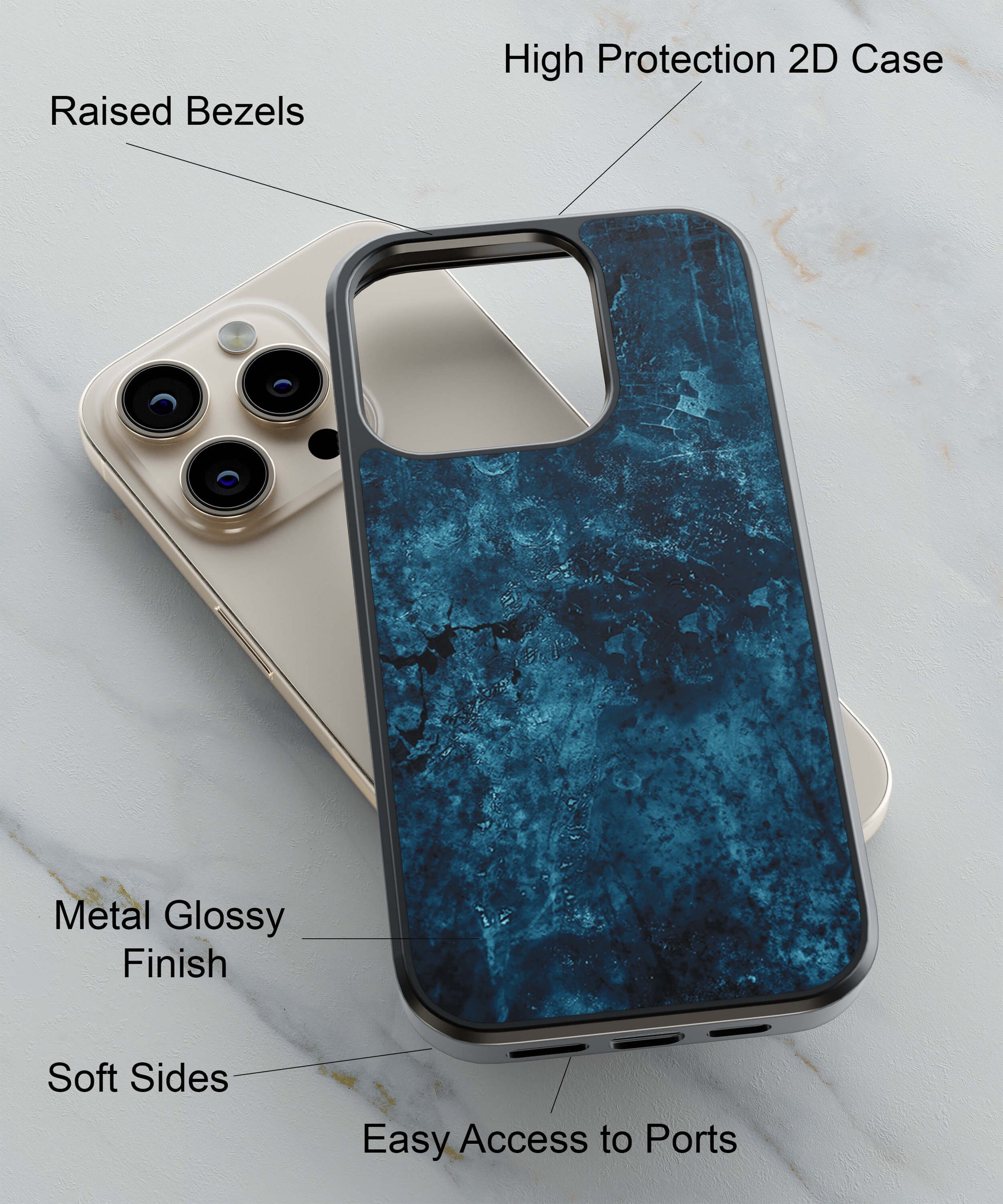 Deep Blues Back Cover for 2D Hybrid TPU And Metal CaseD1896Hybrid Metal TPU