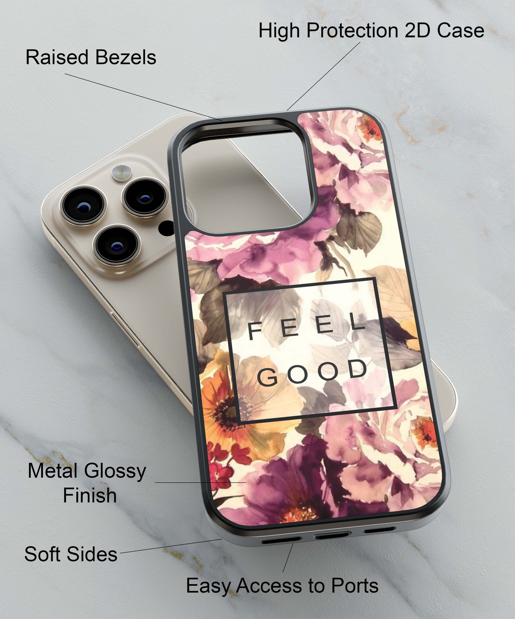 Feel Good Flowers Back Cover for 2D Hybrid TPU And Metal CasePS1324Hybrid Metal TPU