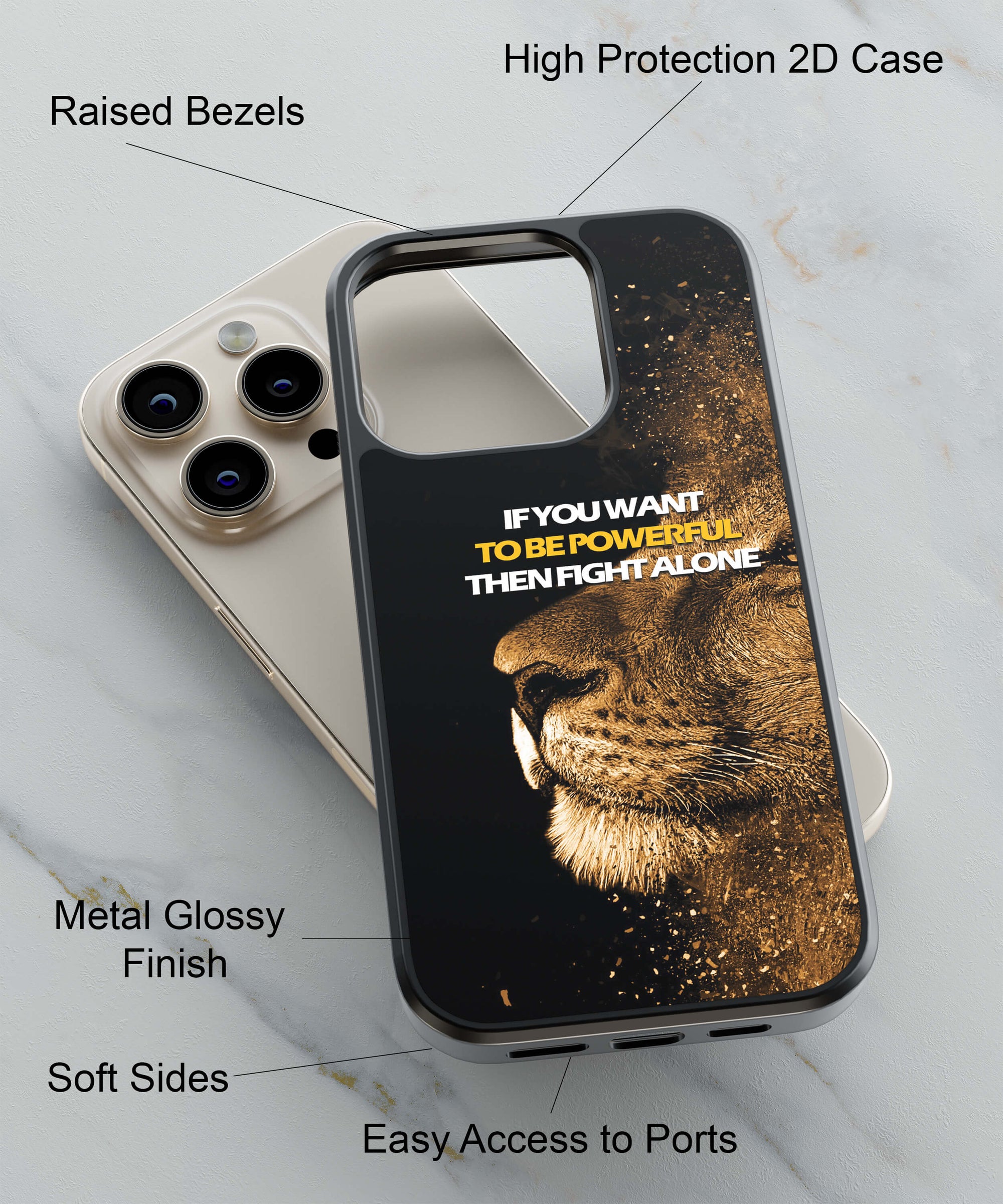 Fight Alone Back Cover for 2D Hybrid TPU And Metal CaseU0121Hybrid Metal TPU