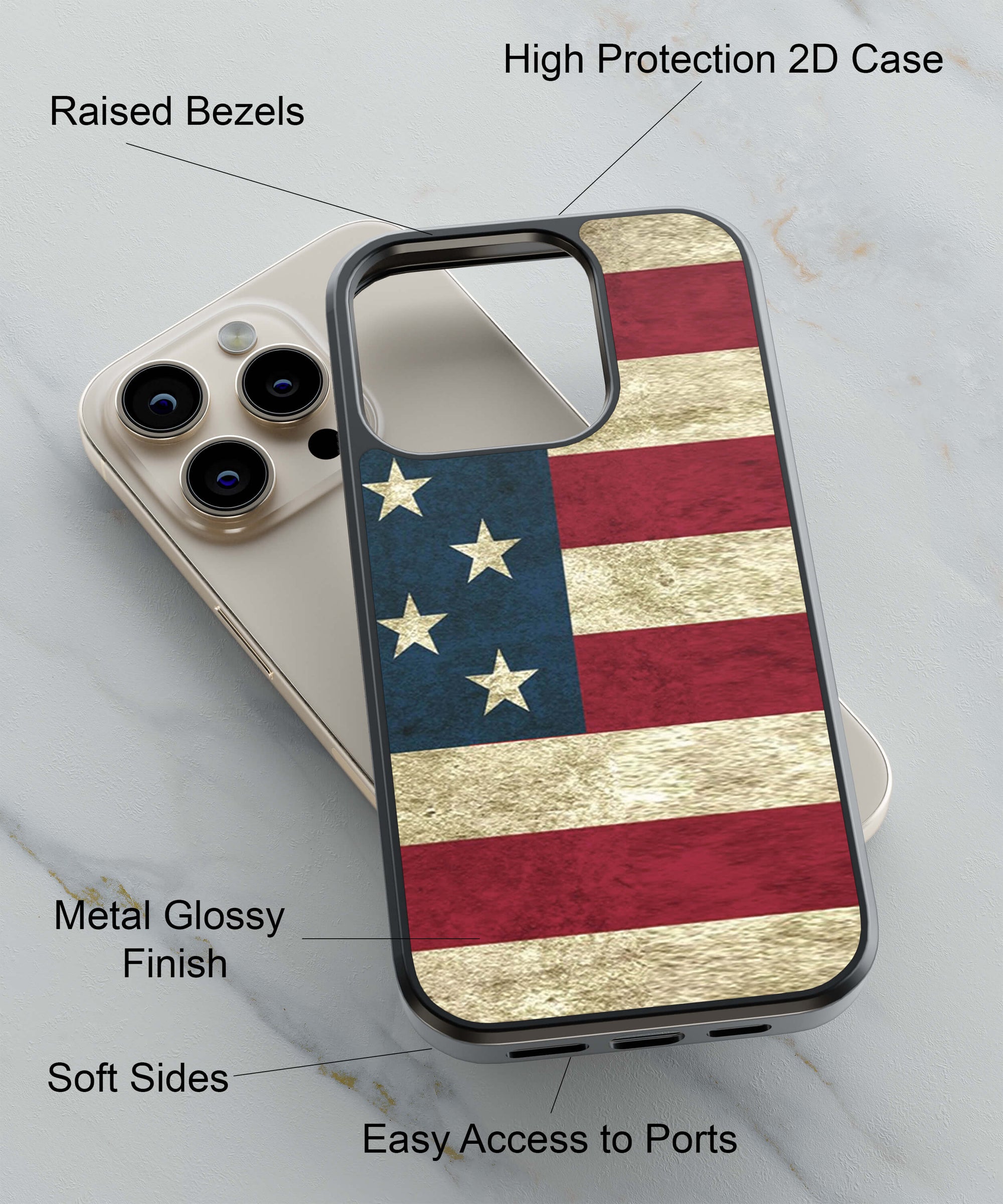 Flag Design Pattern Back Cover for 2D Hybrid TPU And Metal CaseBT0089Hybrid Metal TPU