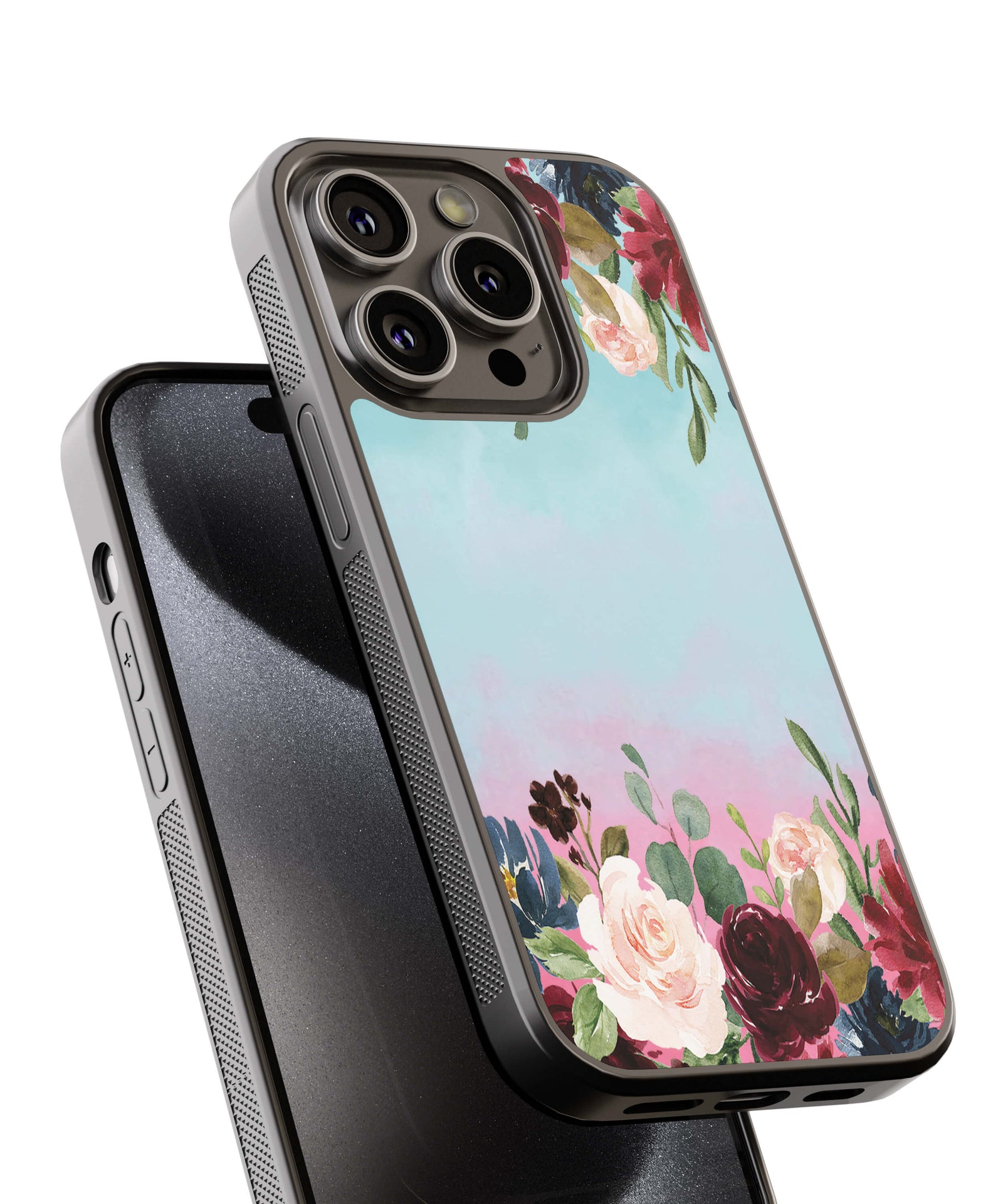 Flowers All Around Back Cover for 2D Hybrid TPU And Metal CaseAA0146Hybrid Metal TPU