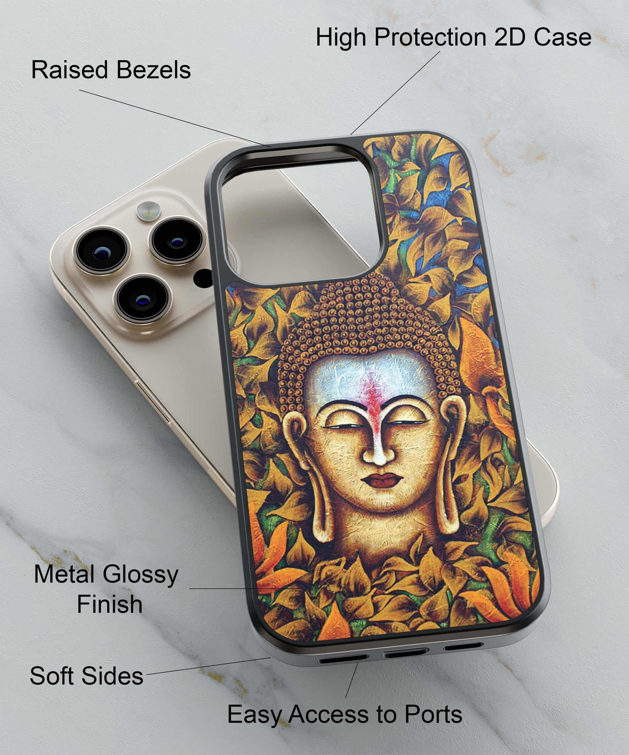 Gauthama Buddha In The Woods Back Cover for 2D Hybrid TPU And Metal CaseD1536Hybrid Metal TPU