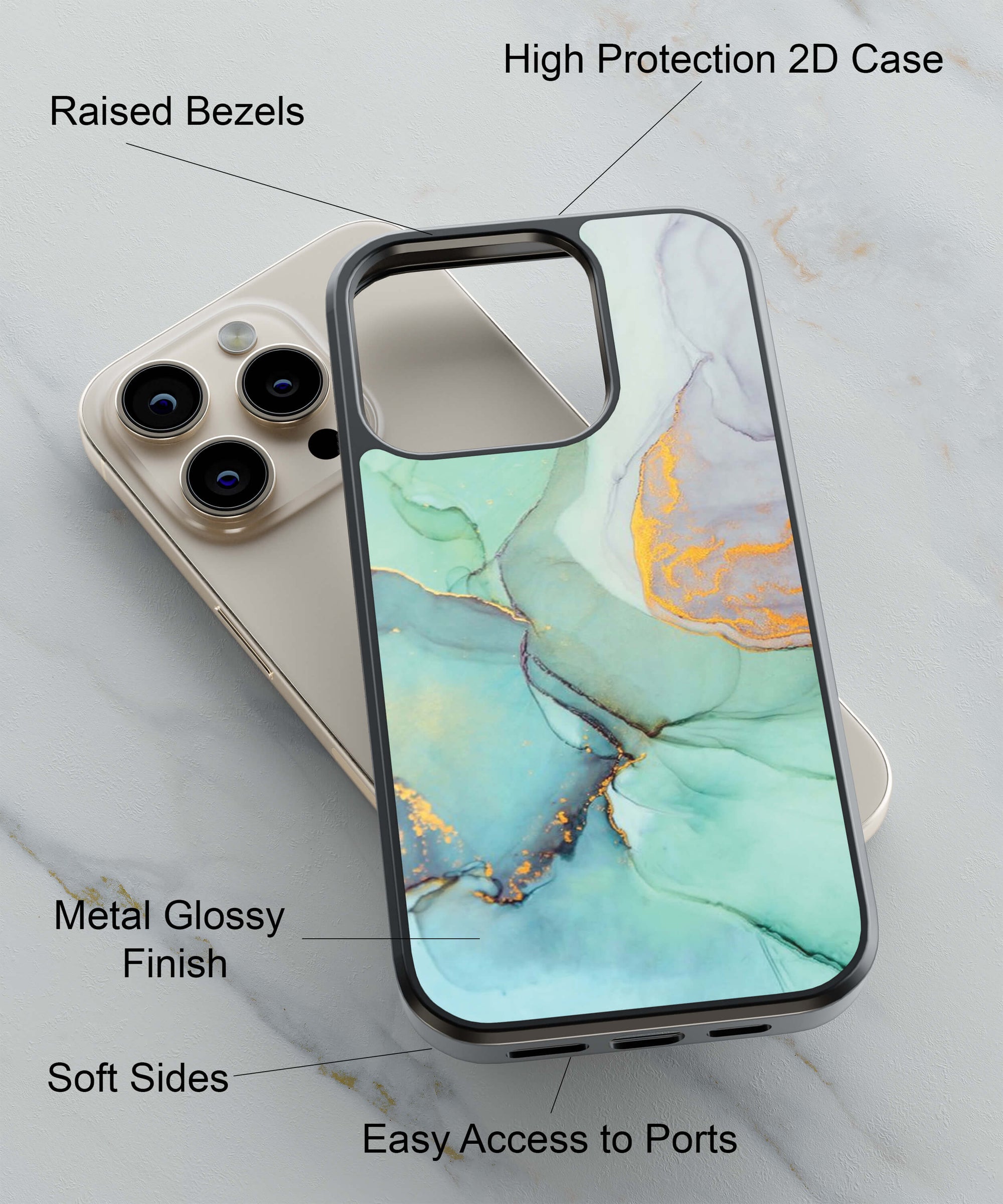 Green Marble Premium Back Cover for 2D Hybrid TPU And Metal CasePS1320Hybrid Metal TPU