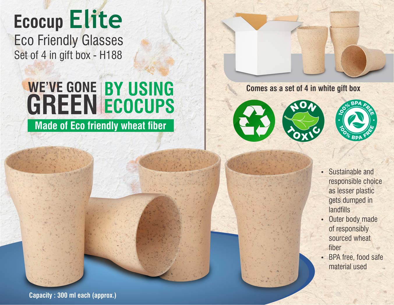 EcoCup Elite - Eco-Friendly Glasses Set of 4 in Gift Box