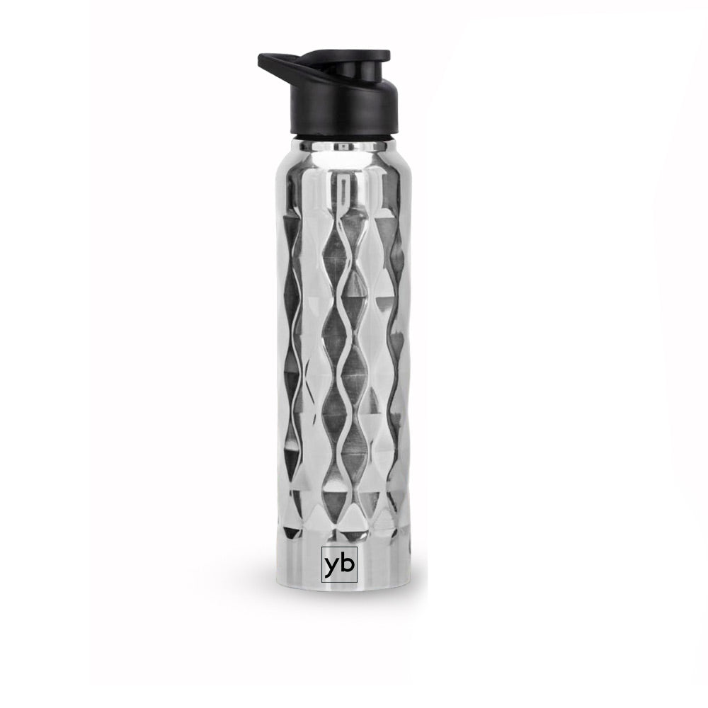 Add Some Sparkle to Your Hydration Routine with Our Prism Steel Bottle - Natural Silver, 1L Capacity