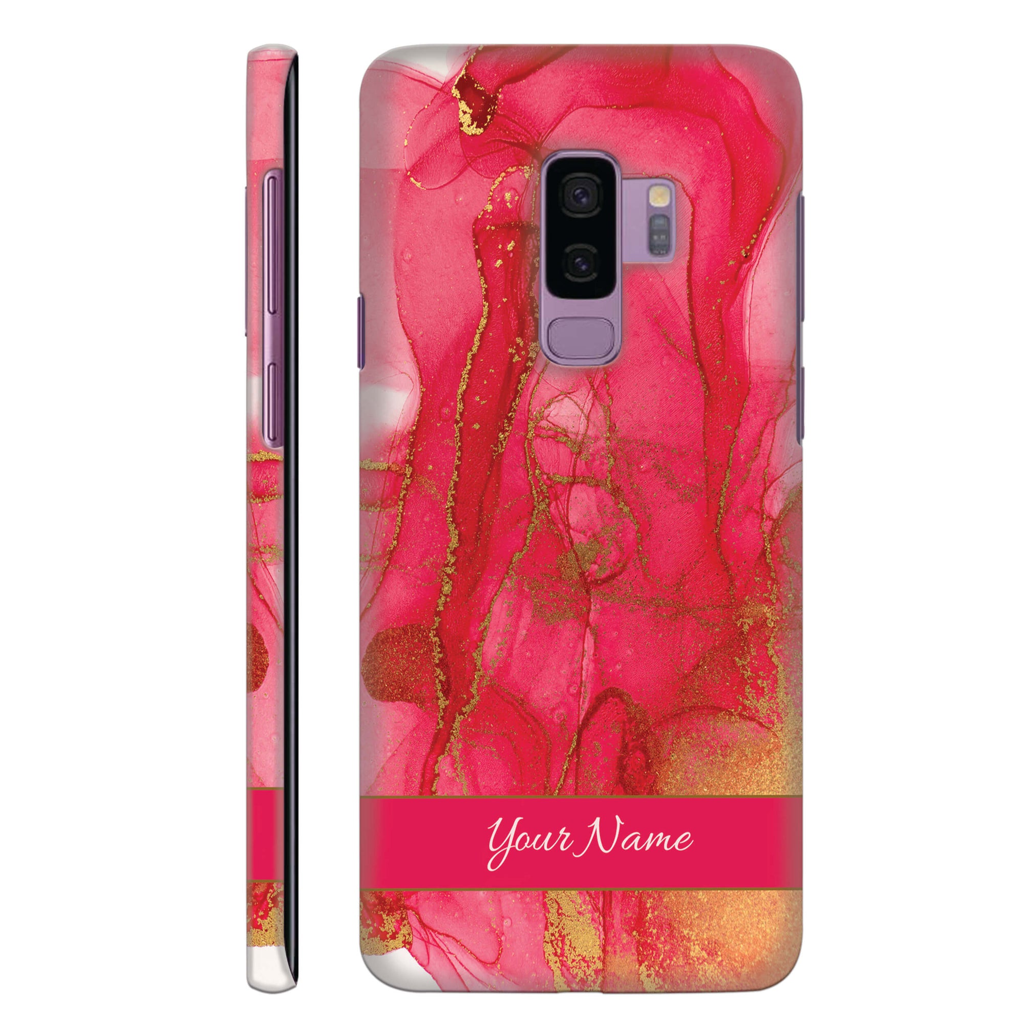 Hot Pink Marble with Name Back Cover for HardPlasticIK5010Hard Plastic