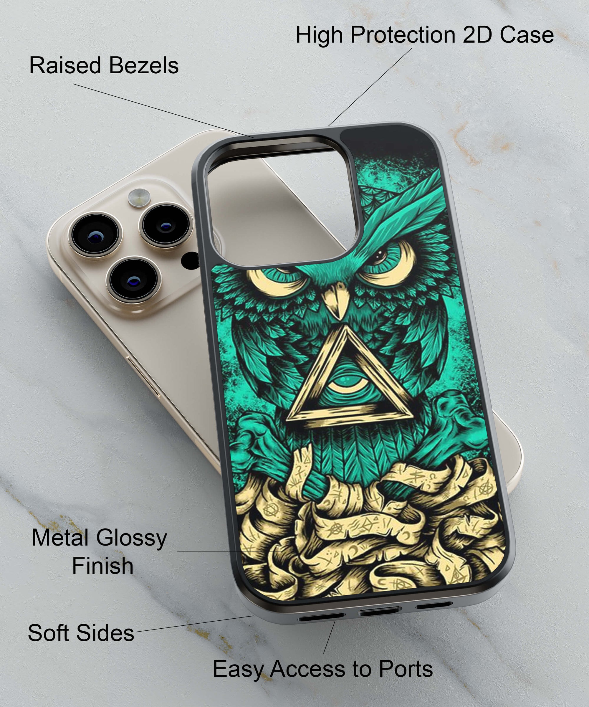 Illuminati Owl Back Cover for 2D Hybrid TPU And Metal CasePS1301Hybrid Metal TPU