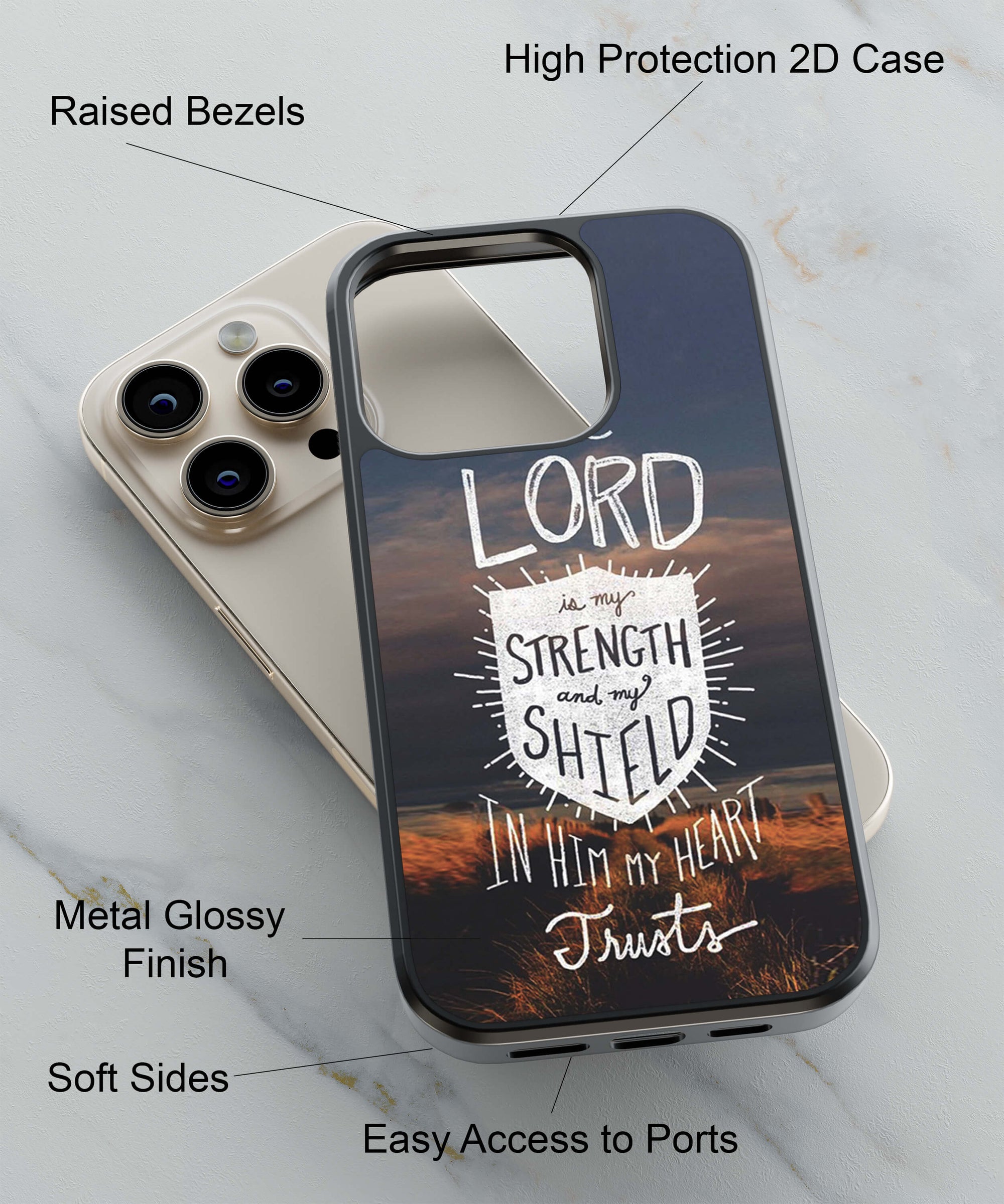 In Lord My Heart Trusts Back Cover for 2D Hybrid TPU And Metal CaseD2206Hybrid Metal TPU